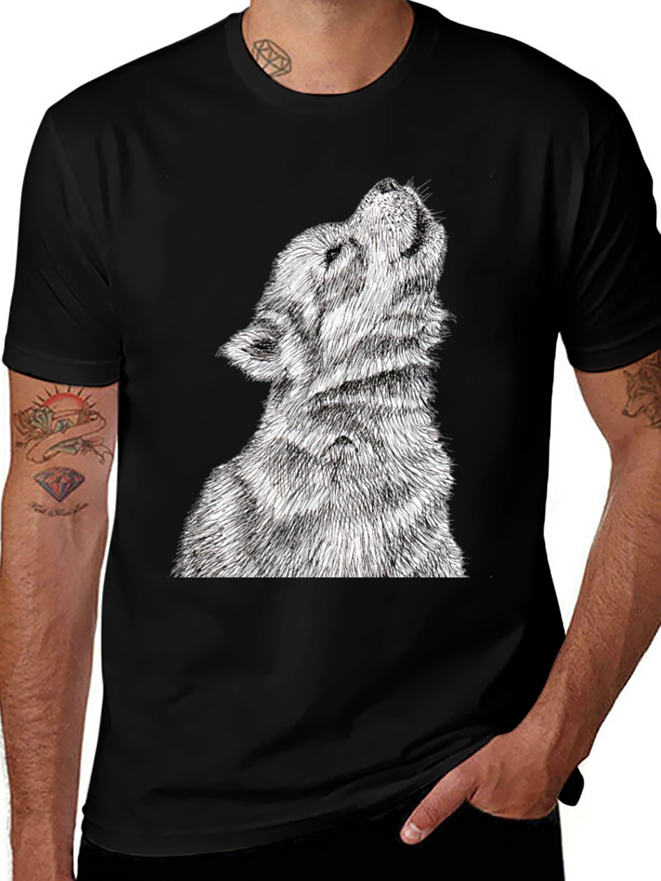 Variant 18 of Wolf Graphic Black T-Shirt