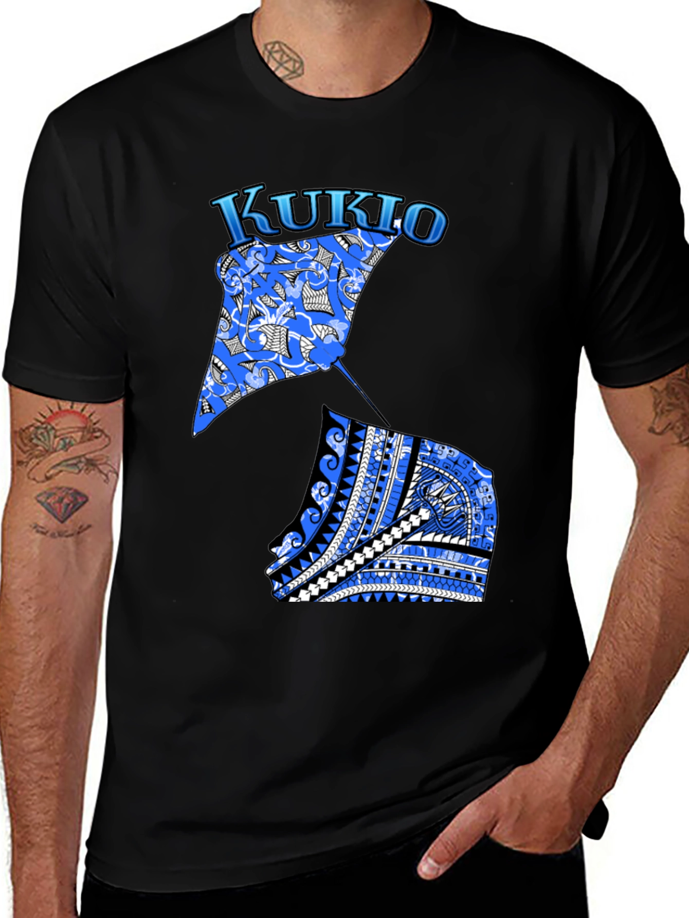 Variant 21 of Kukio Stingray Graphic Tee - Black Casual T-Shirt
