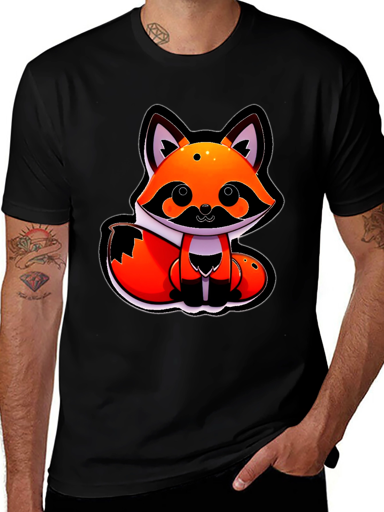 Variant 26 of Cute Fox Graphic Tee - Black Unisex T-Shirt