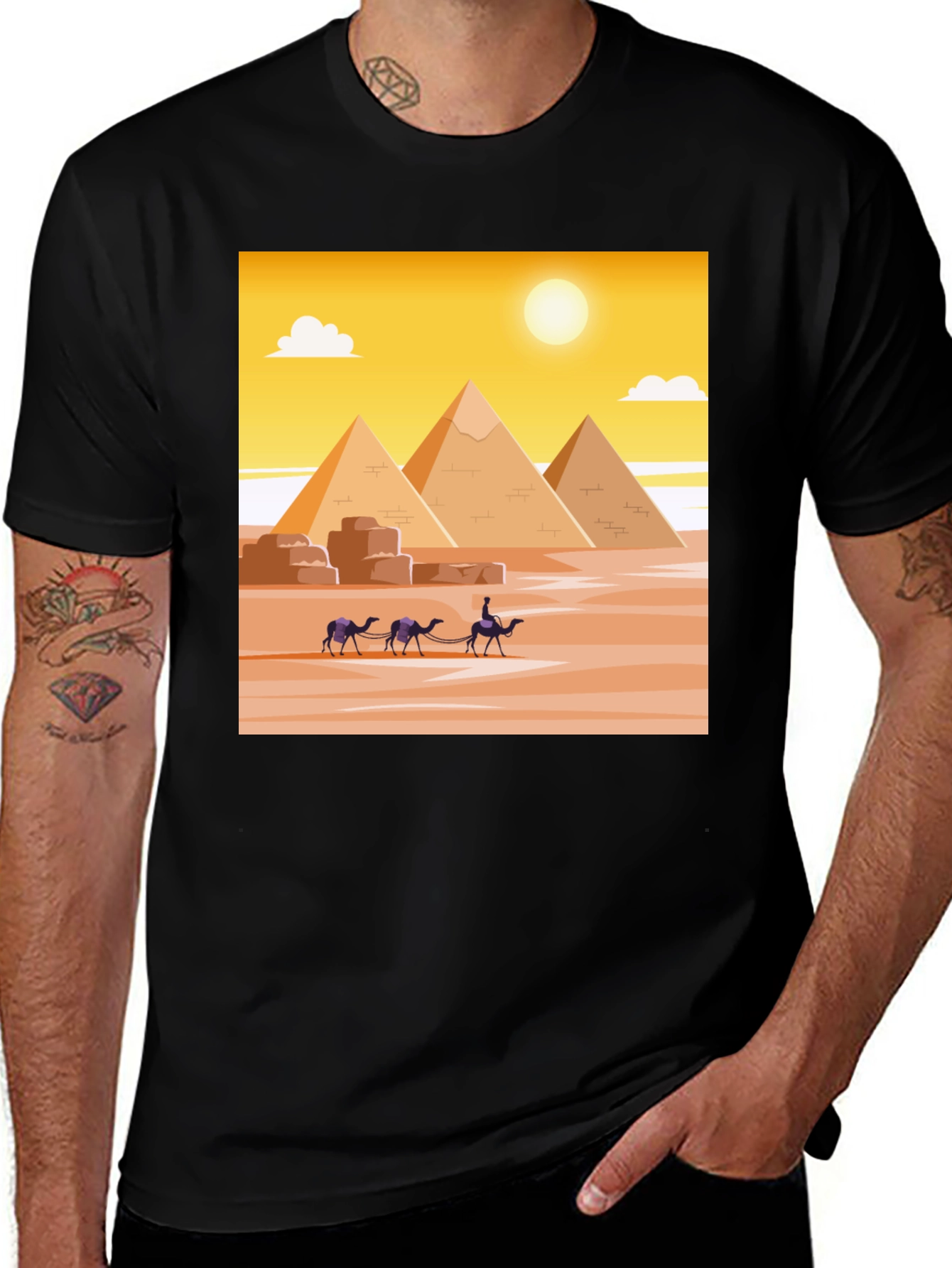 Egyptian Pyramid Scene T-Shirt - Graphic Tee