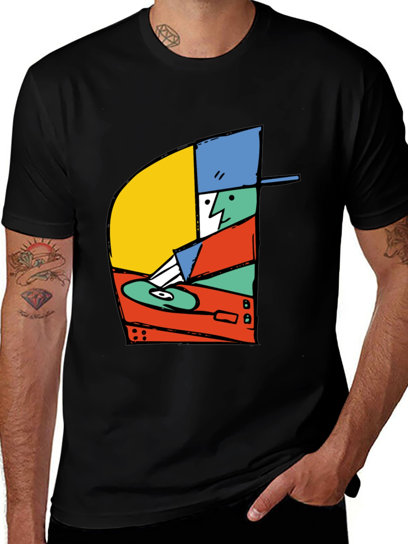 Variant 30 of Retro DJ Graphic T-Shirt - Black