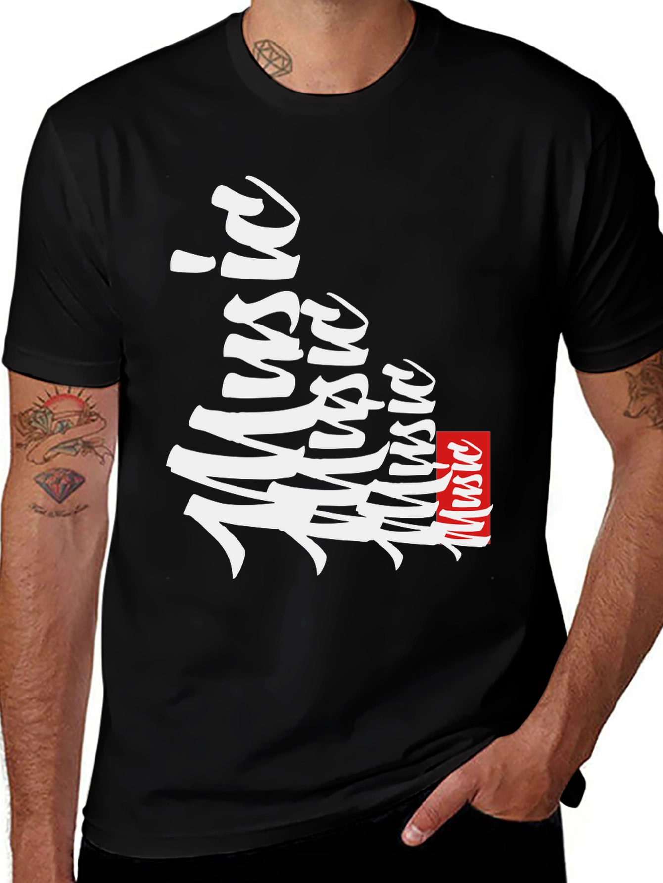 Variant 24 of Music Graphic Black T-Shirt