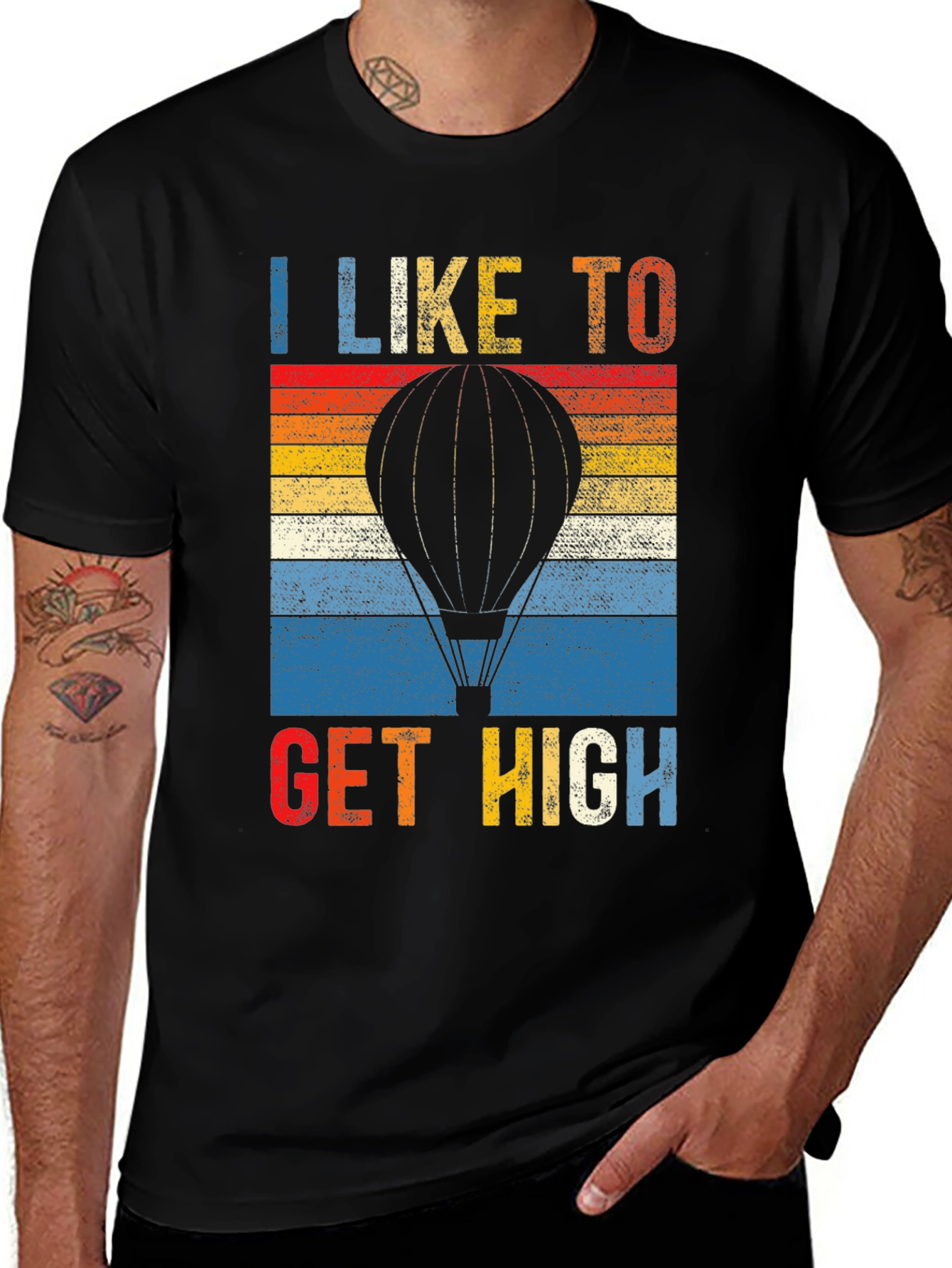 Variant 2 of I Like to Get High Hot Air Balloon T-Shirt