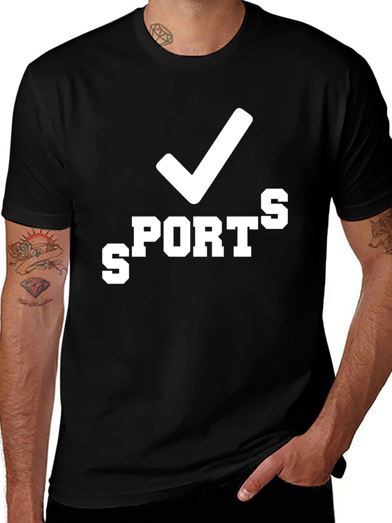 Variant 7 of Sports Checkmark Graphic Tee - Black