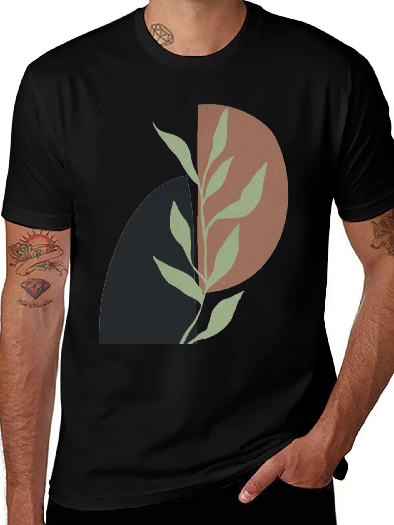 Variant 30 of Abstract Plant Graphic Black T-Shirt