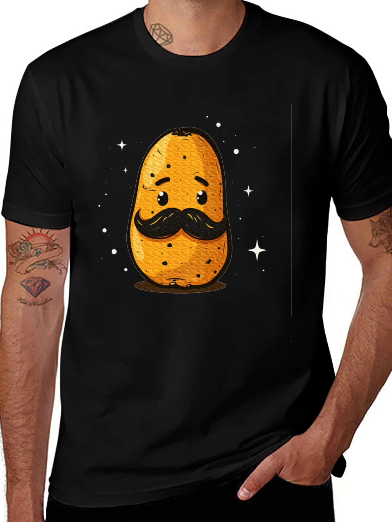 Variant 19 of Funny Potato with Mustache Graphic T-Shirt