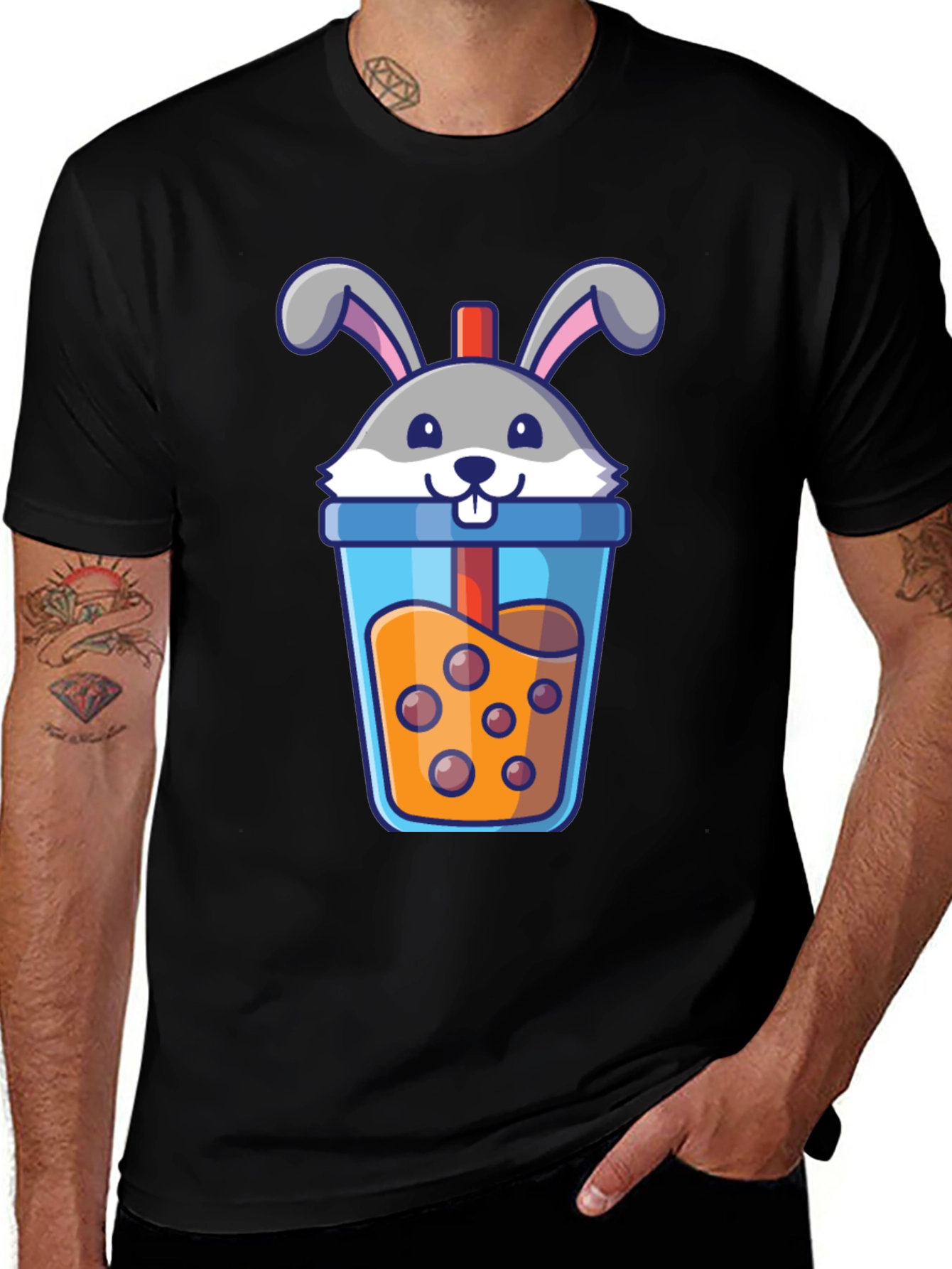 Variant 7 of Bunny Boba Tea Graphic T-Shirt - Cute and Fun!