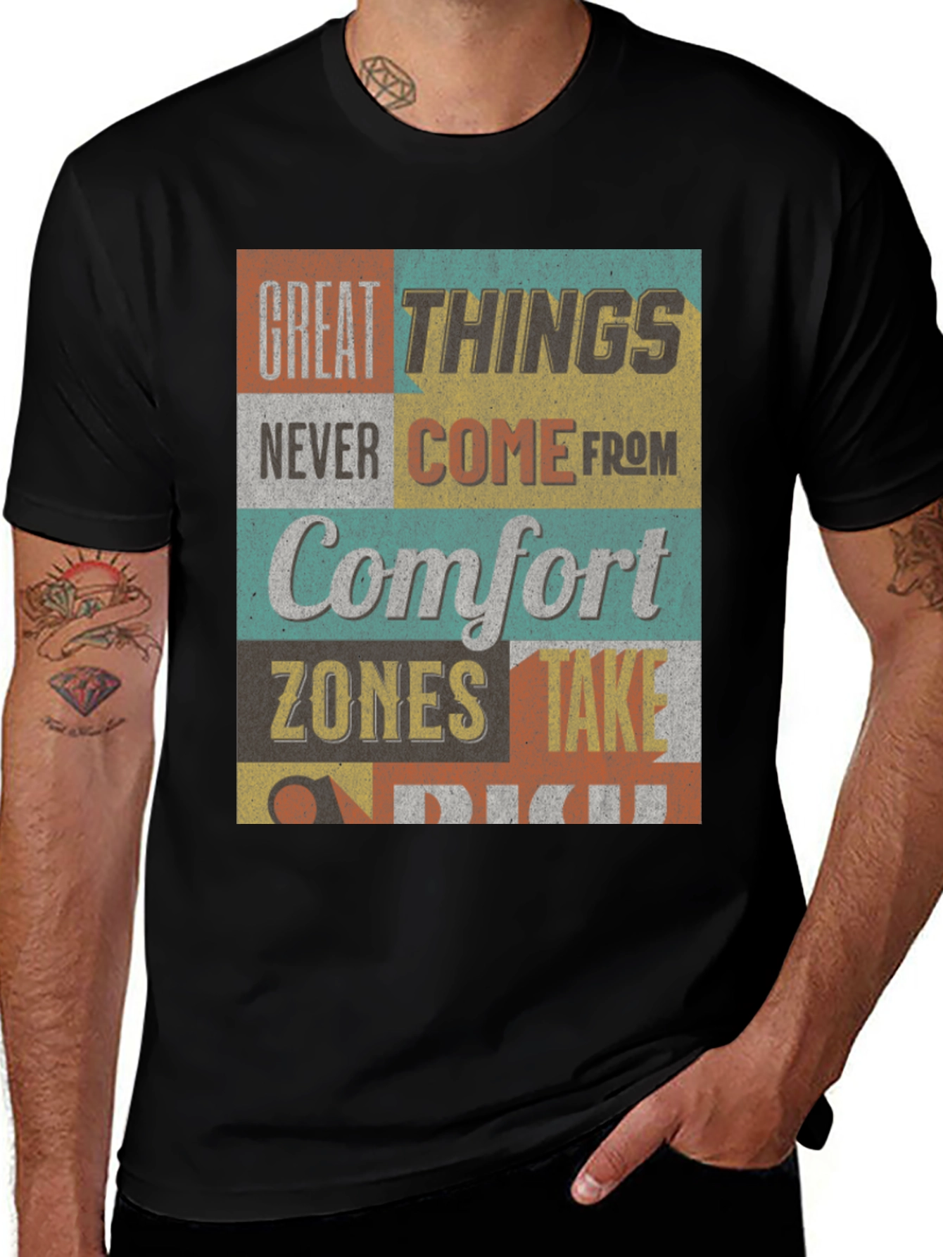 Variant 11 of Motivational T-Shirt: Great Things Never Come From Comfort Zones