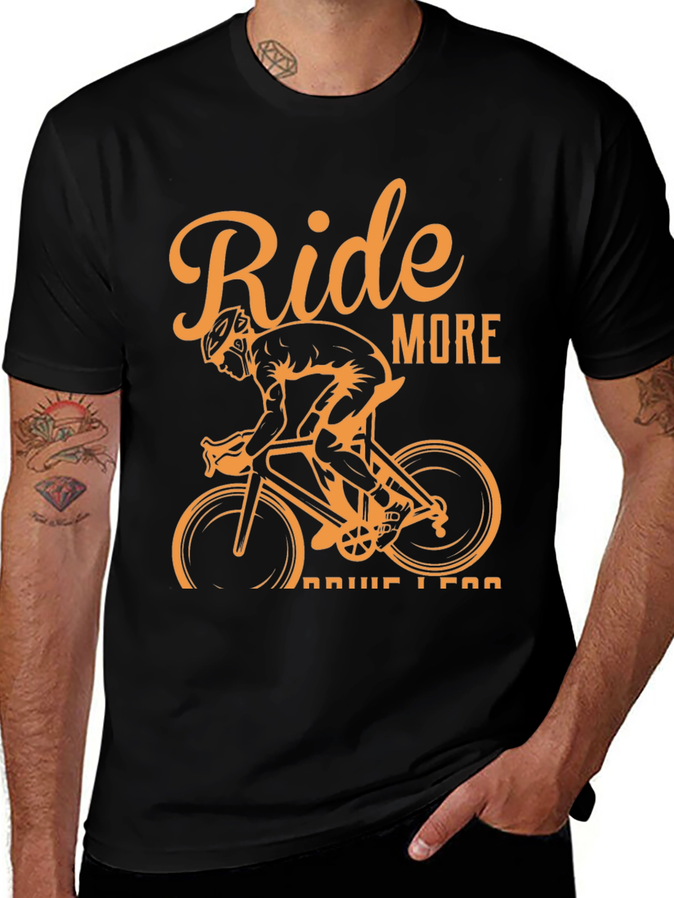 Variant 21 of Ride More Drive Less Black Graphic Tee