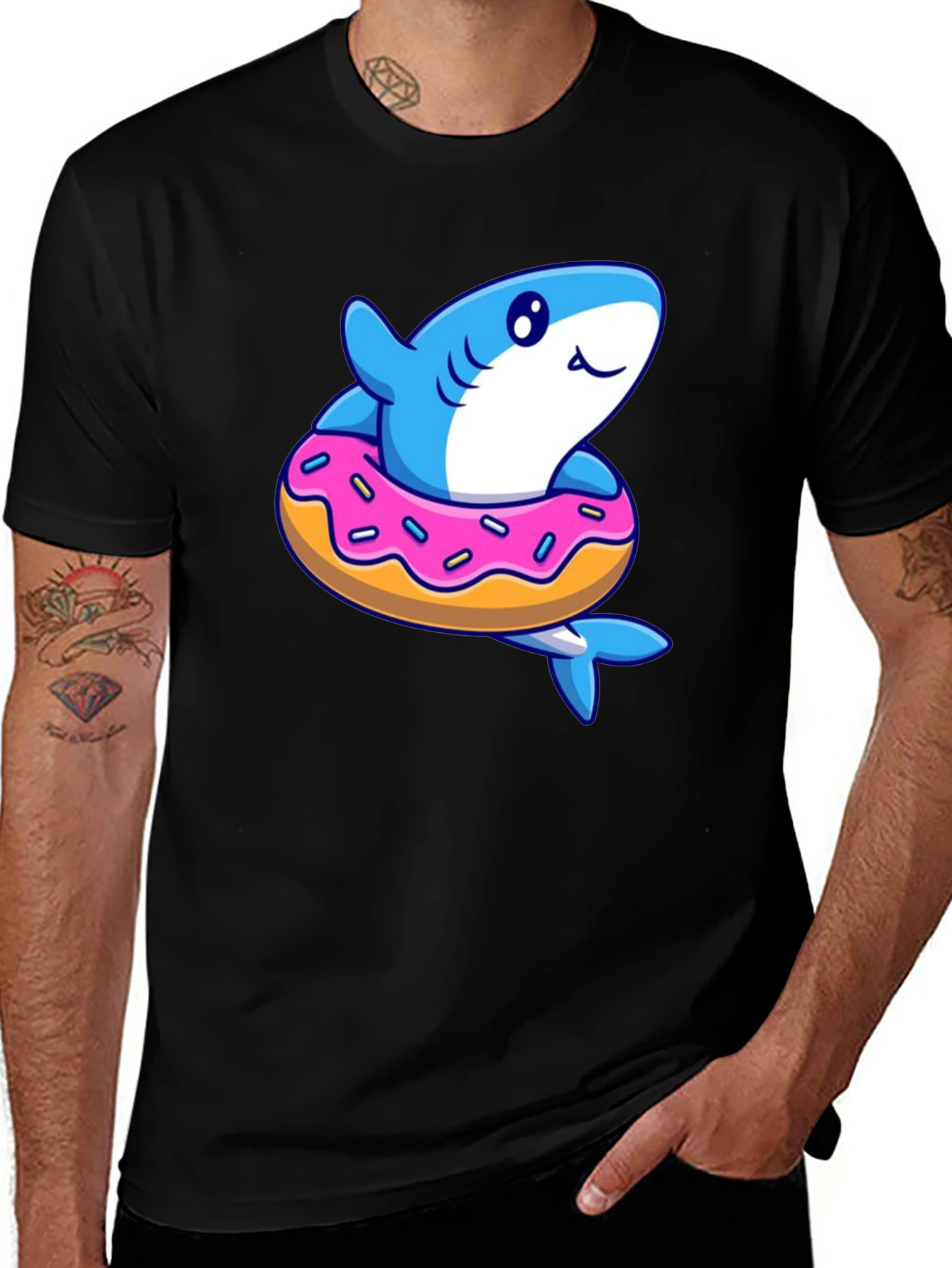 Variant 28 of Cartoon Shark Donut T-Shirt - Casual Wear