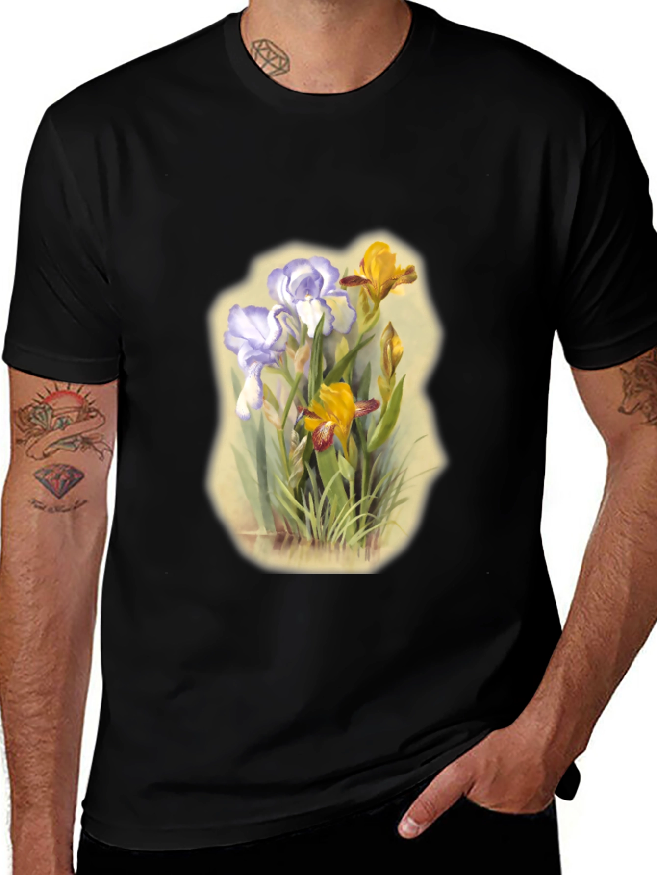Variant 29 of Floral Iris T-Shirt - Vintage Botanical Print