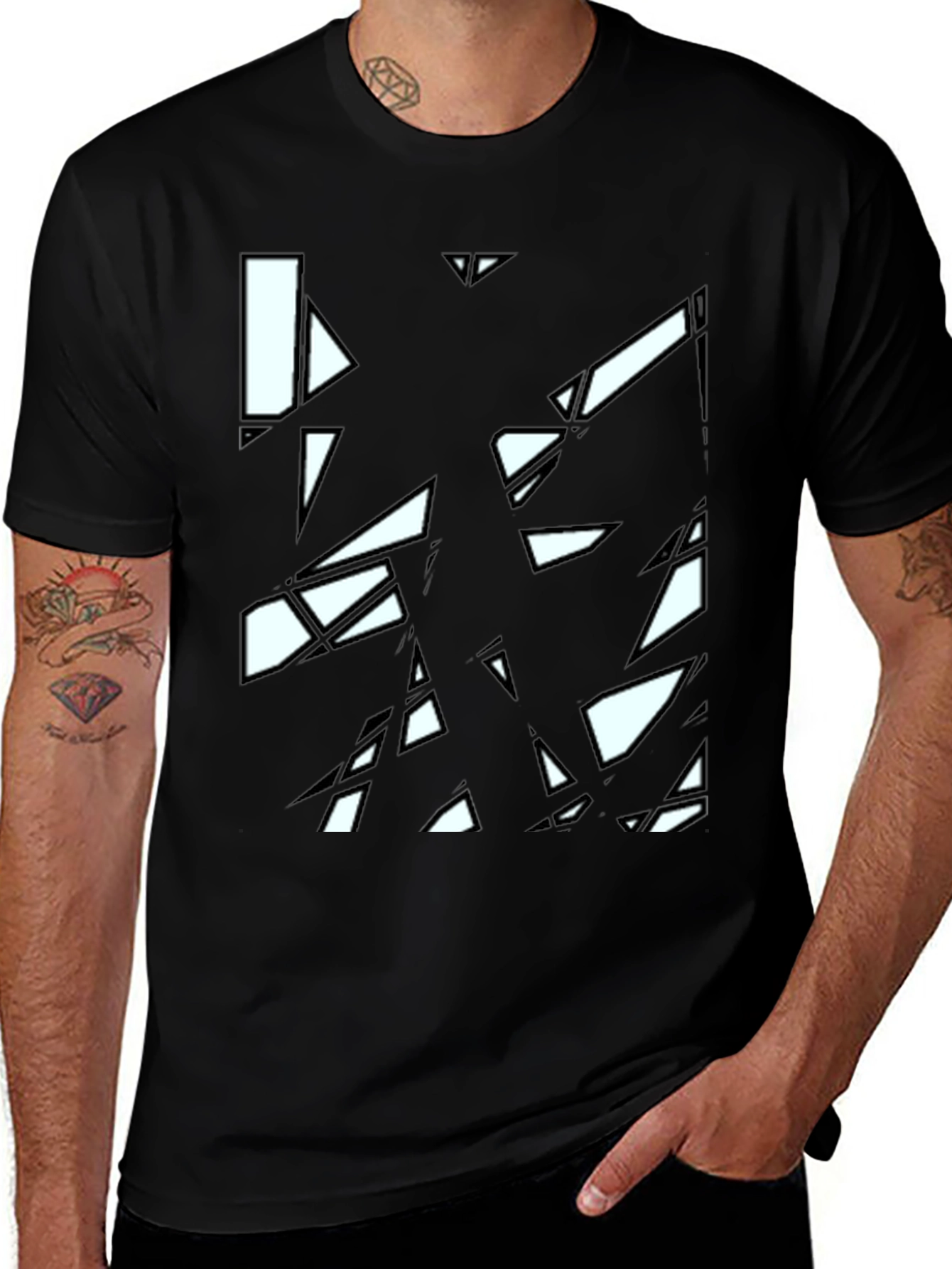 Variant 23 of Abstract Geometric Black T-Shirt