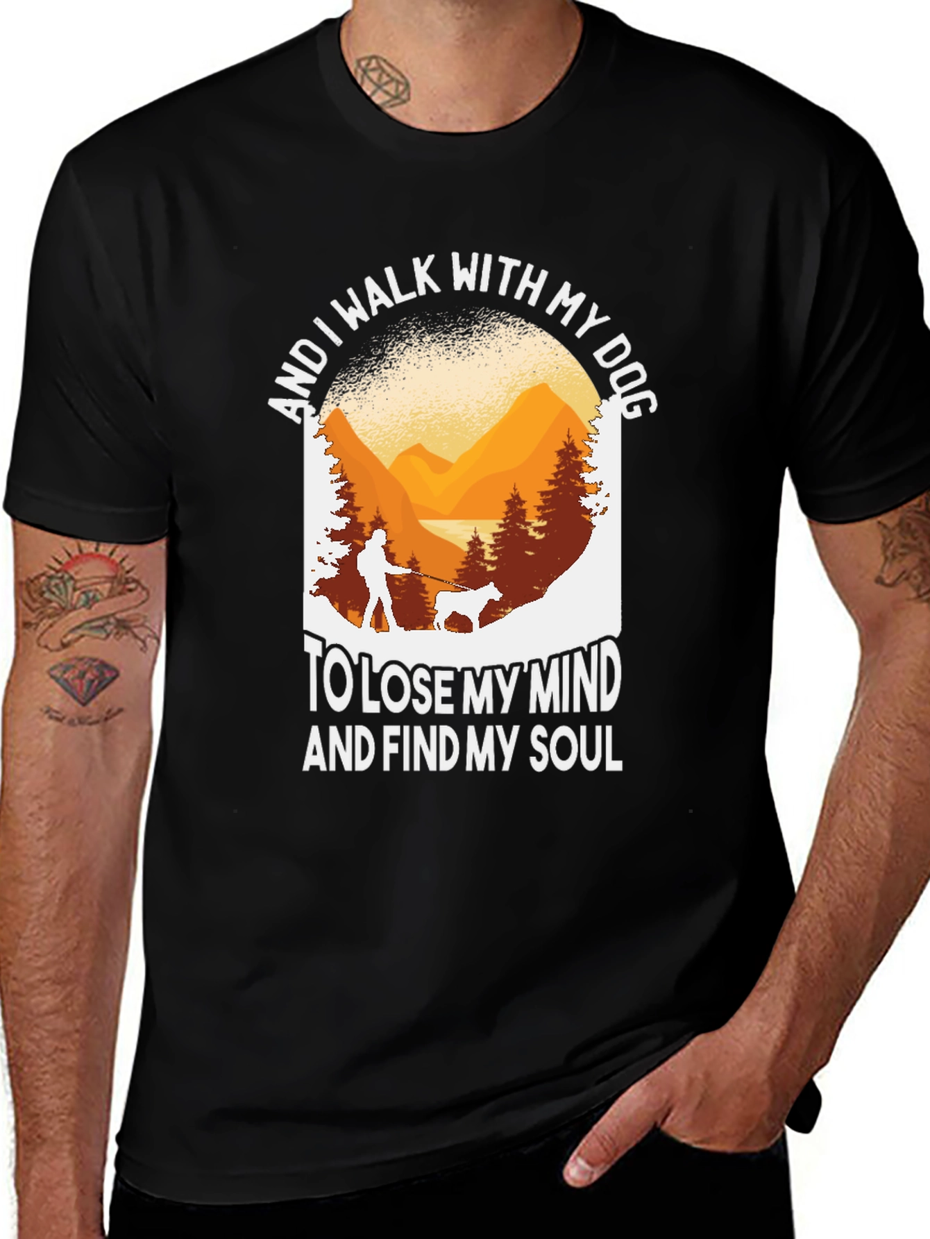 Variant 16 of Dog Walking Graphic T-Shirt - Find Your Soul