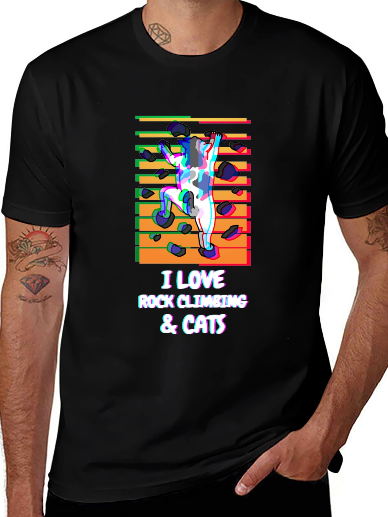 I Love Rock Climbing & Cats T-Shirt