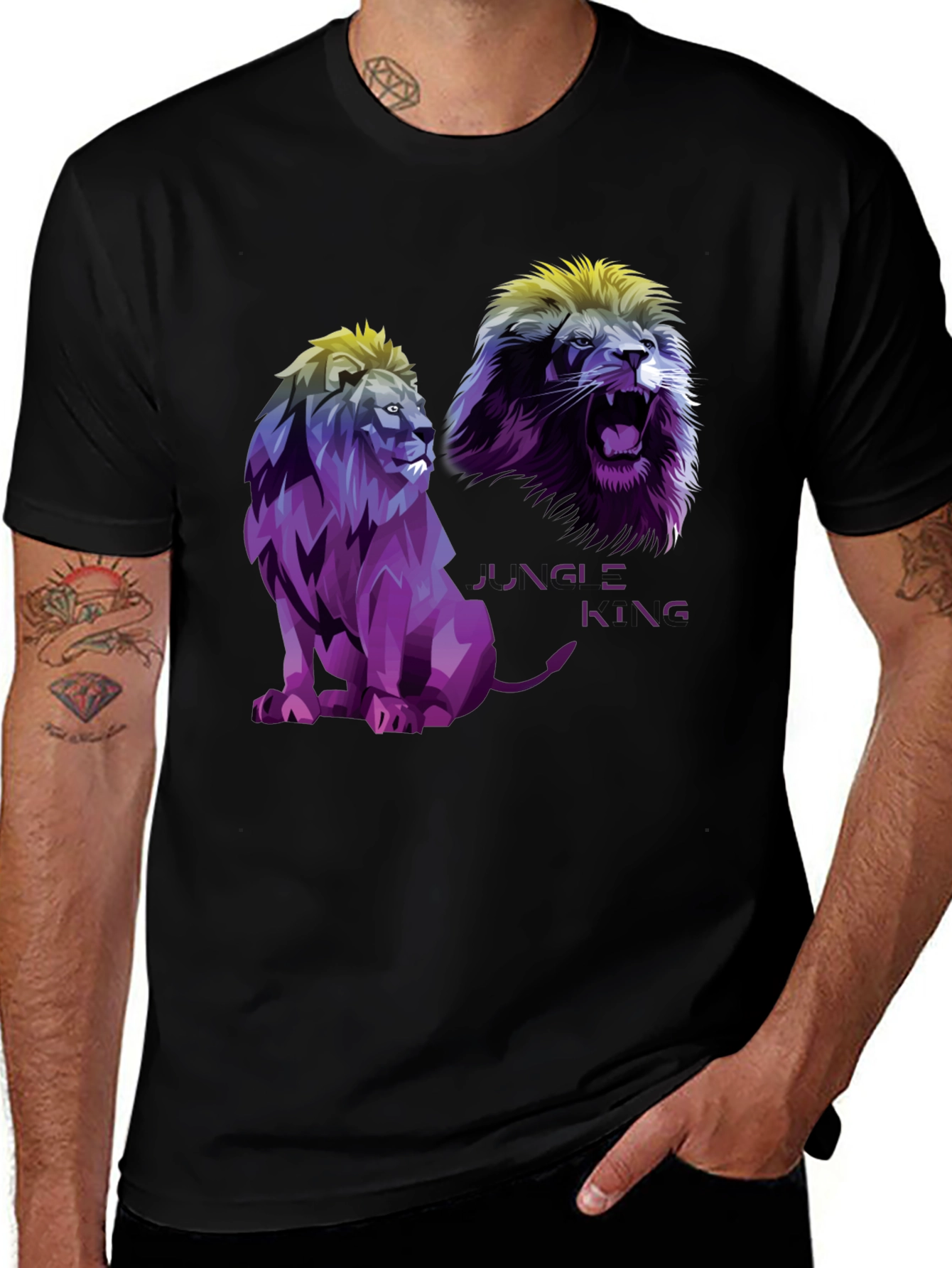 Variant 18 of Jungle King Lion Graphic T-Shirt - Black