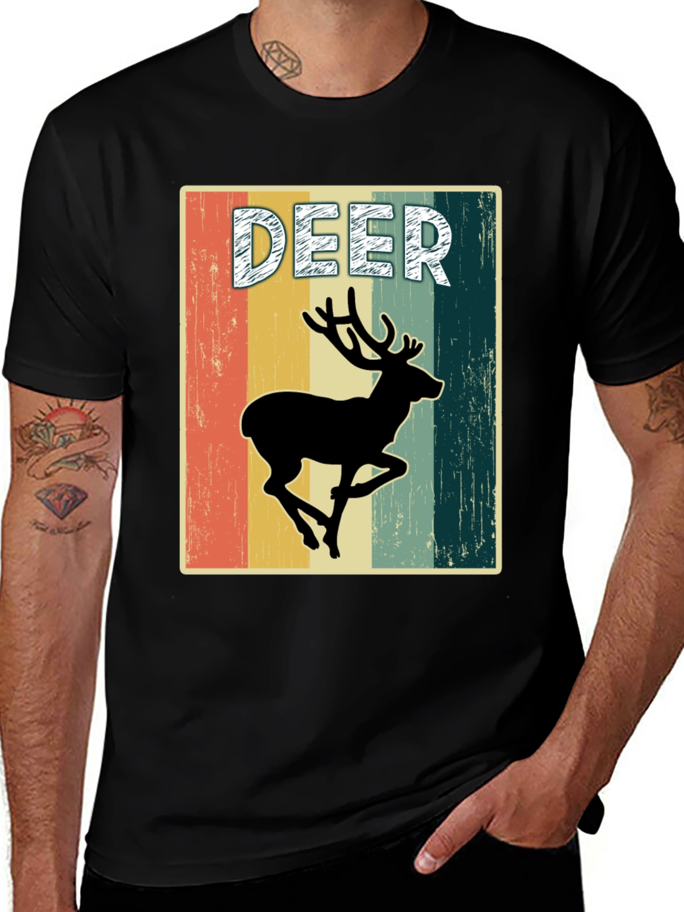 Variant 7 of Deer Graphic T-Shirt - Retro Style