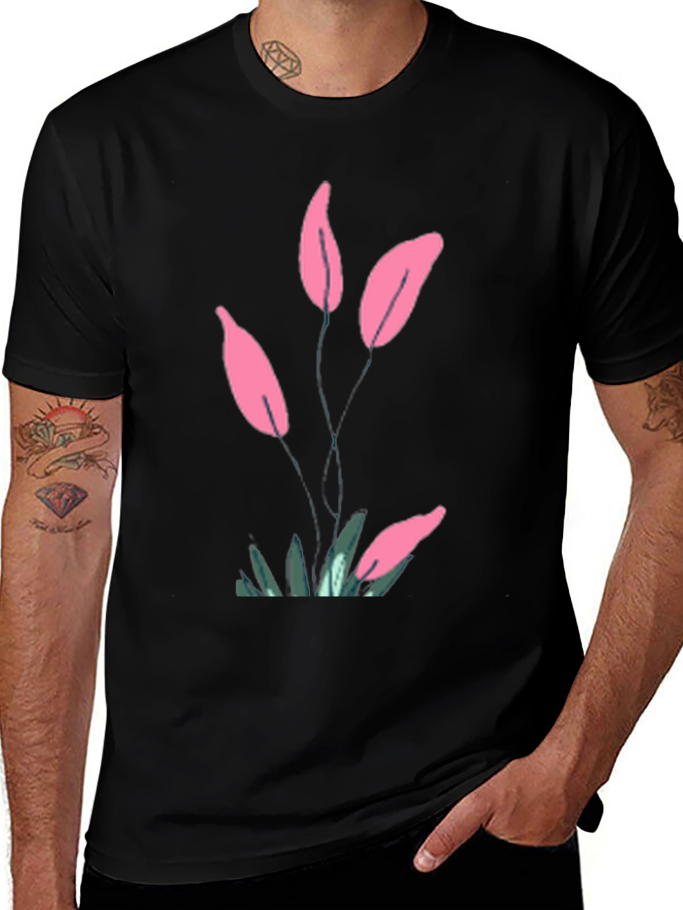 Variant 22 of Modern Floral Graphic Black T-Shirt