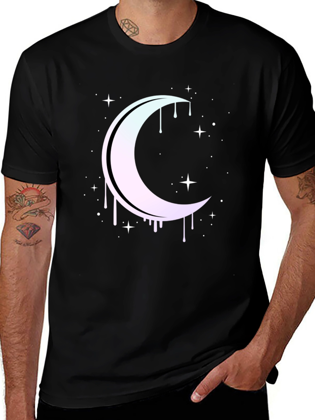 Variant 13 of Mystic Moon Drip Graphic Tee - Black