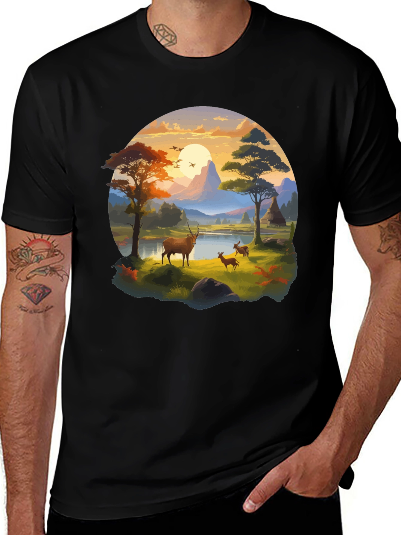 Variant 25 of Wildlife Landscape Graphic T-Shirt