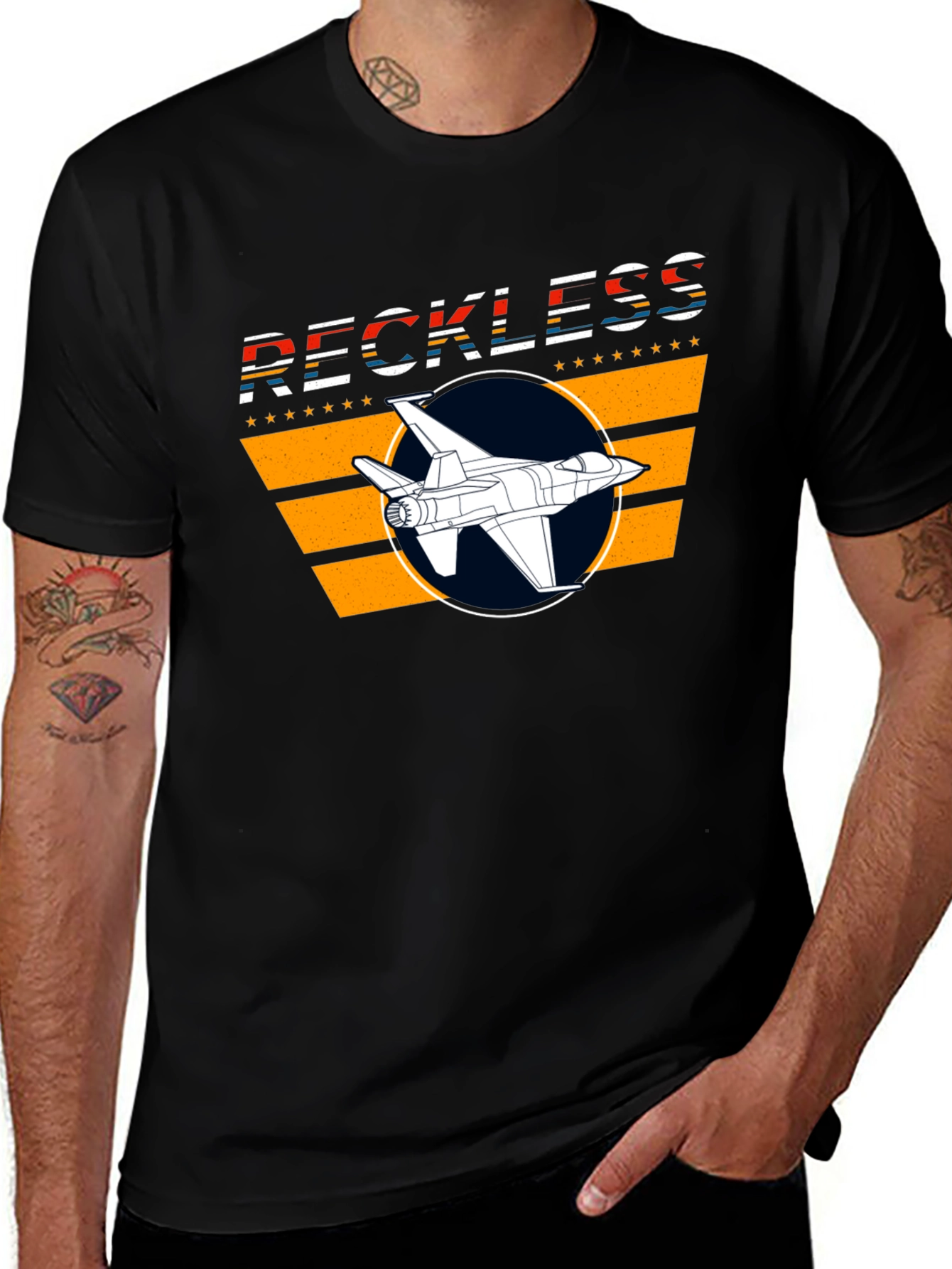 Variant 8 of Reckless Jet Black Graphic T-Shirt