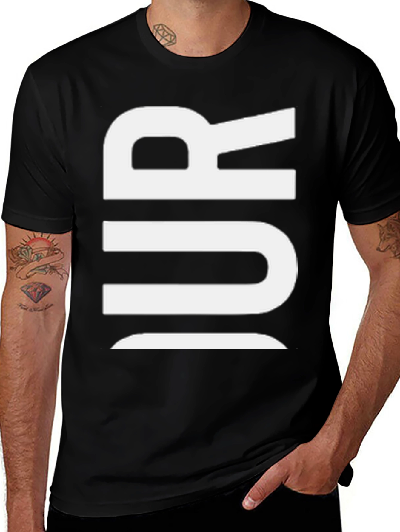 Variant 12 of Bold 'UR' Graphic Black T-Shirt