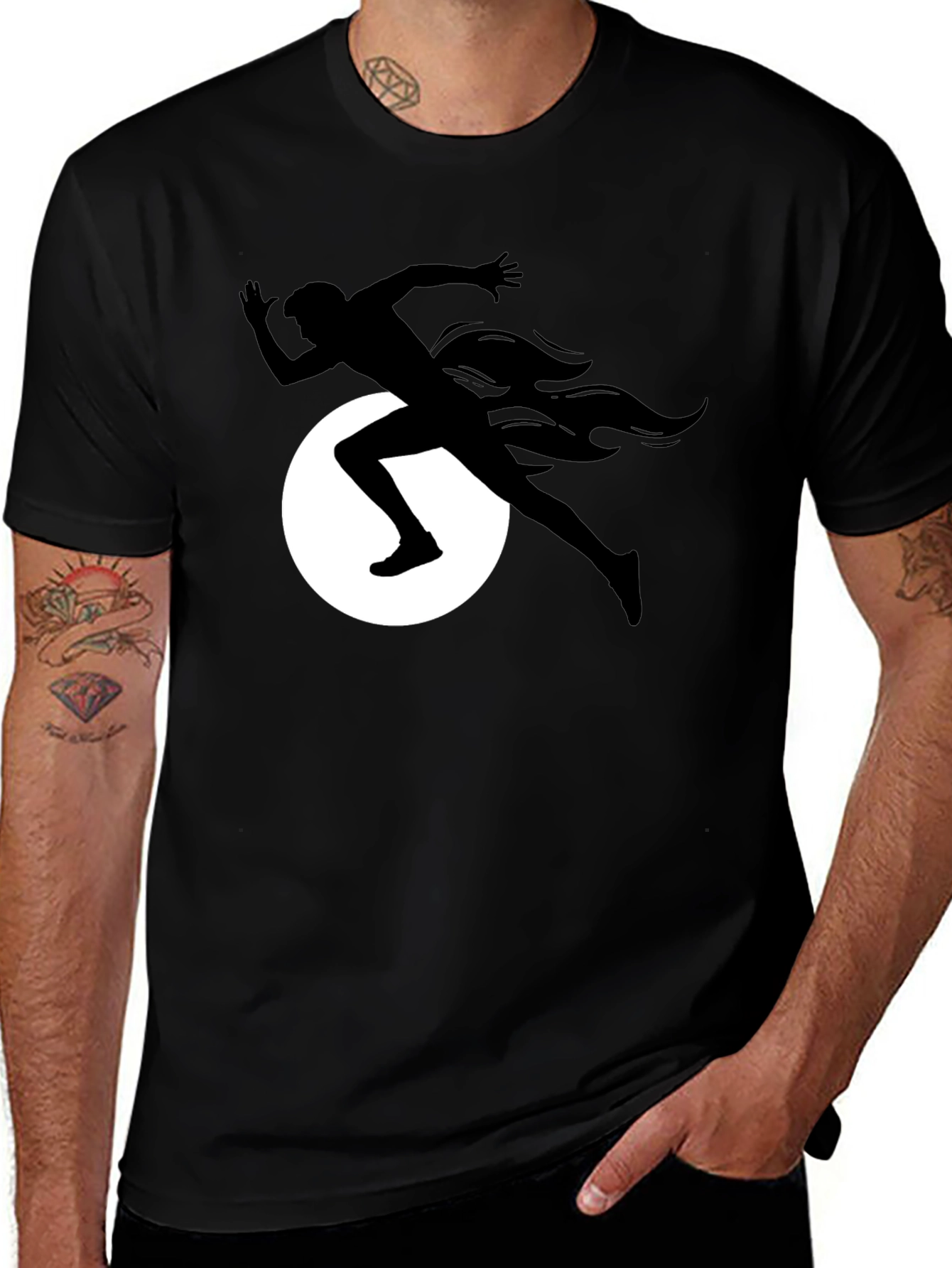 Variant 17 of Men's Black Graphic Tee - Runner Silhouette