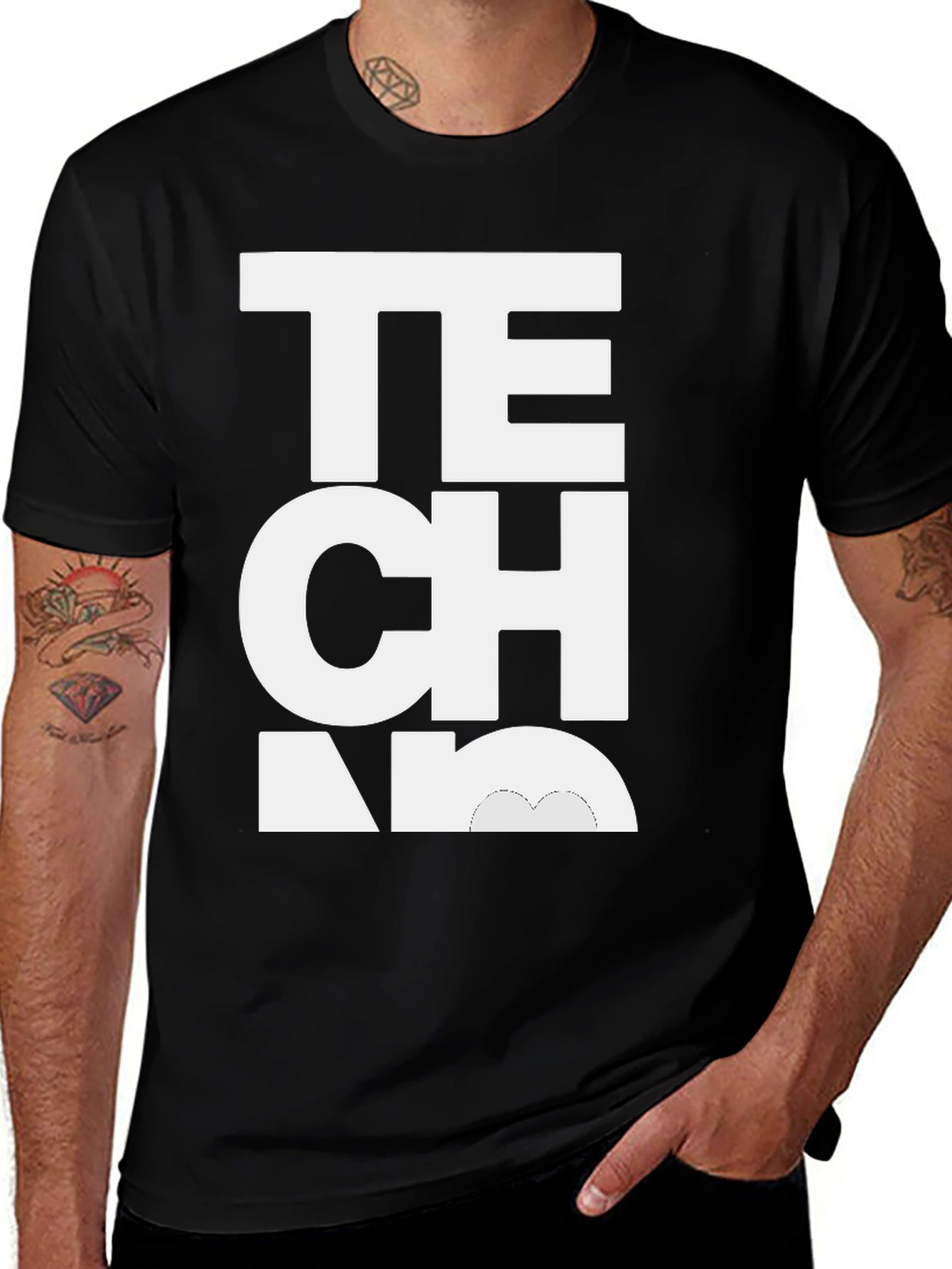 Variant 12 of Techno Music Black T-Shirt