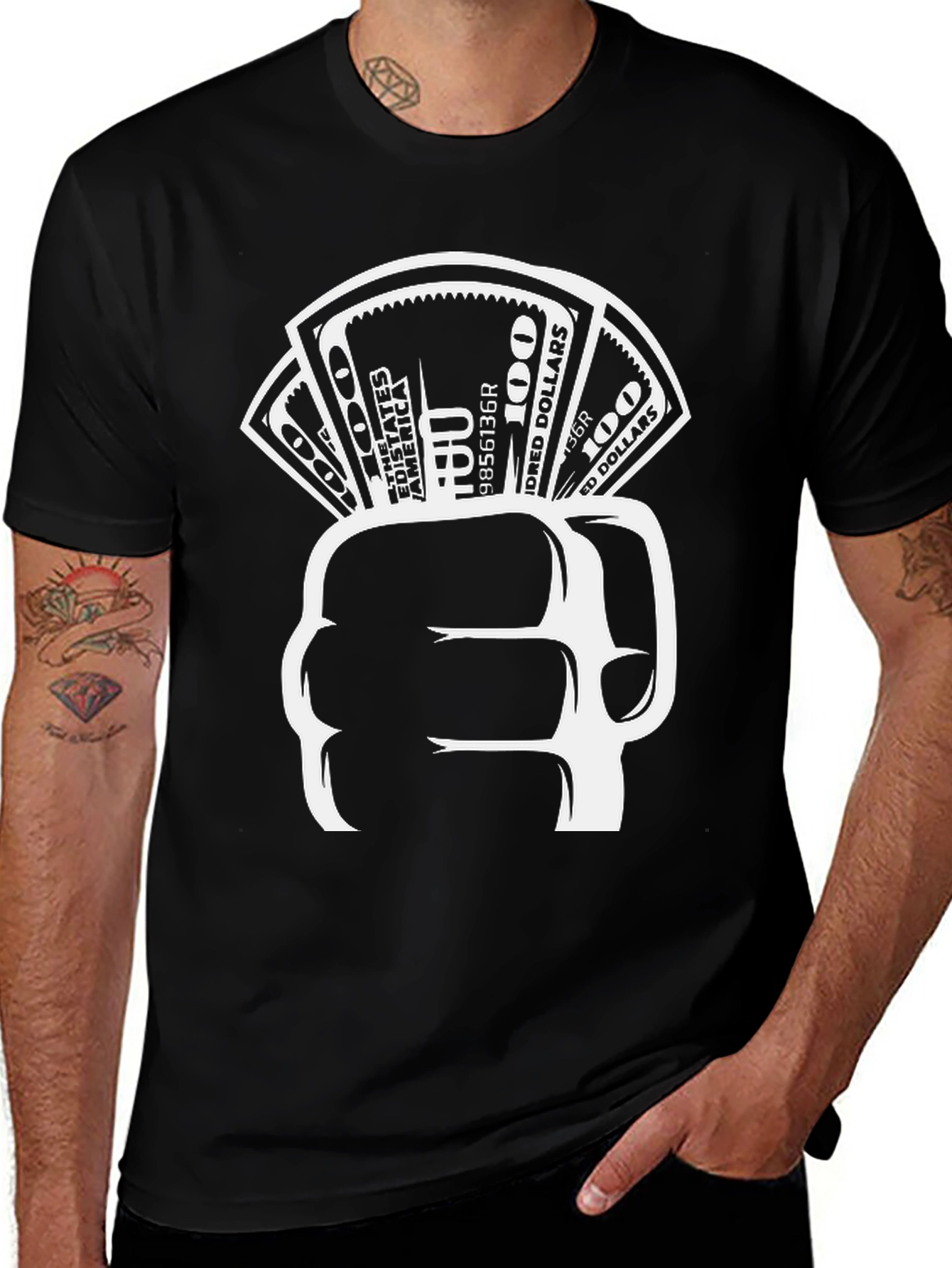 Variant 13 of Cash Fist Graphic Tee - Black Crew Neck