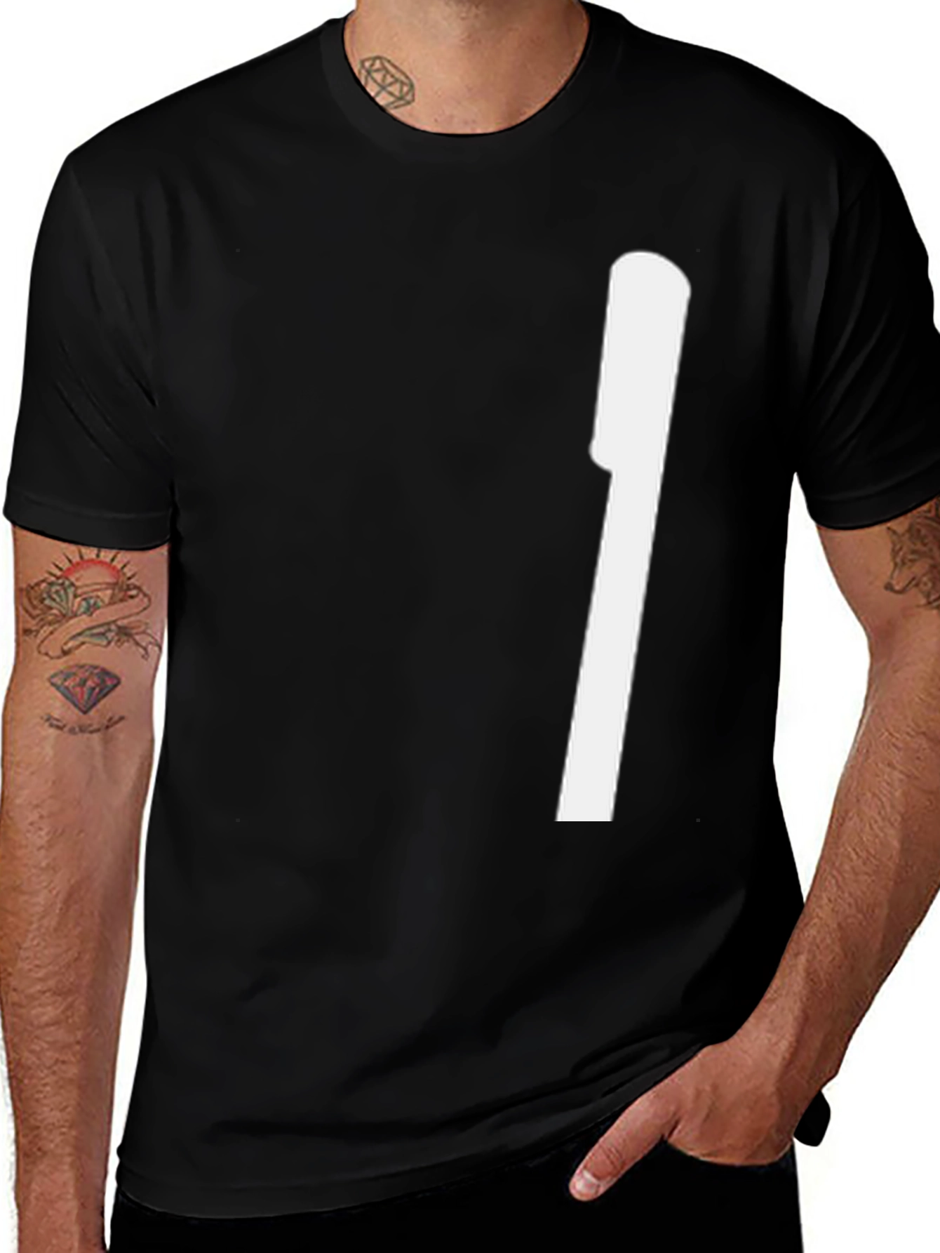 Black Modern Black Tee with Bold White Graphic main image