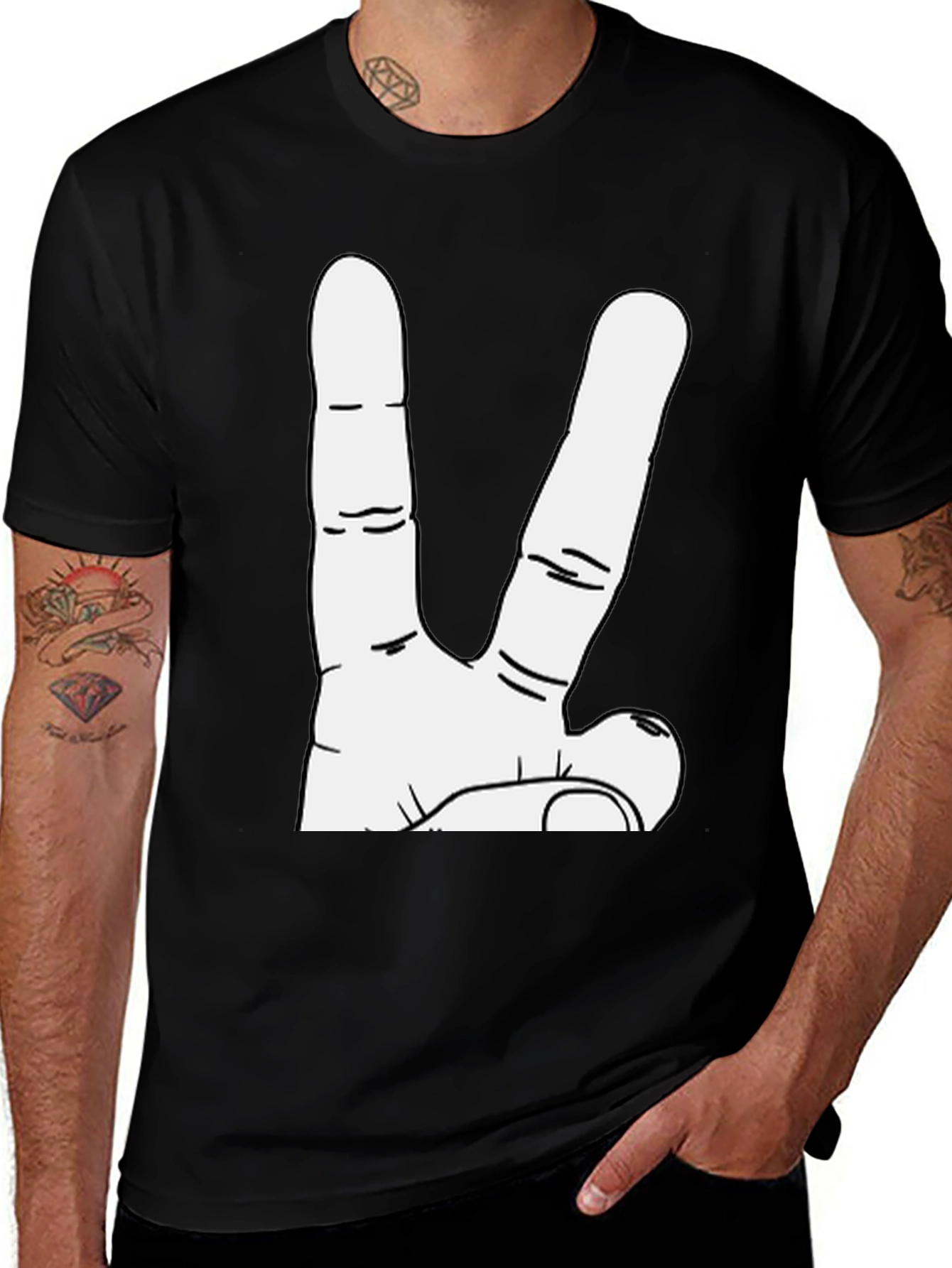 Variant 27 of Peace Sign Graphic Tee - Black Cotton T-Shirt