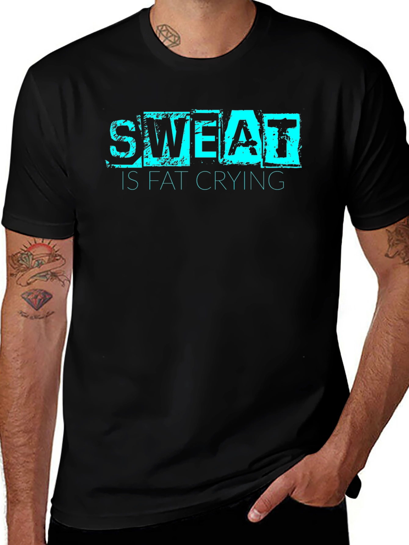 Variant 10 of Sweat is Fat Crying Graphic Tee - Black