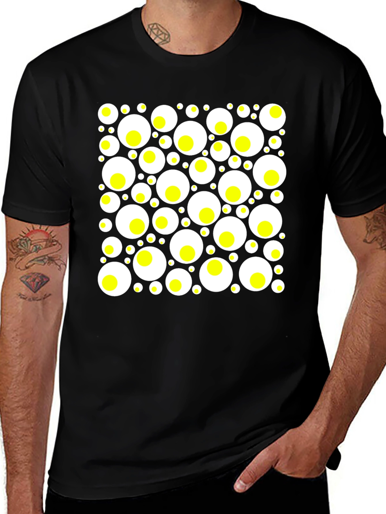 Variant 20 of Funky Egg Print Black T-Shirt