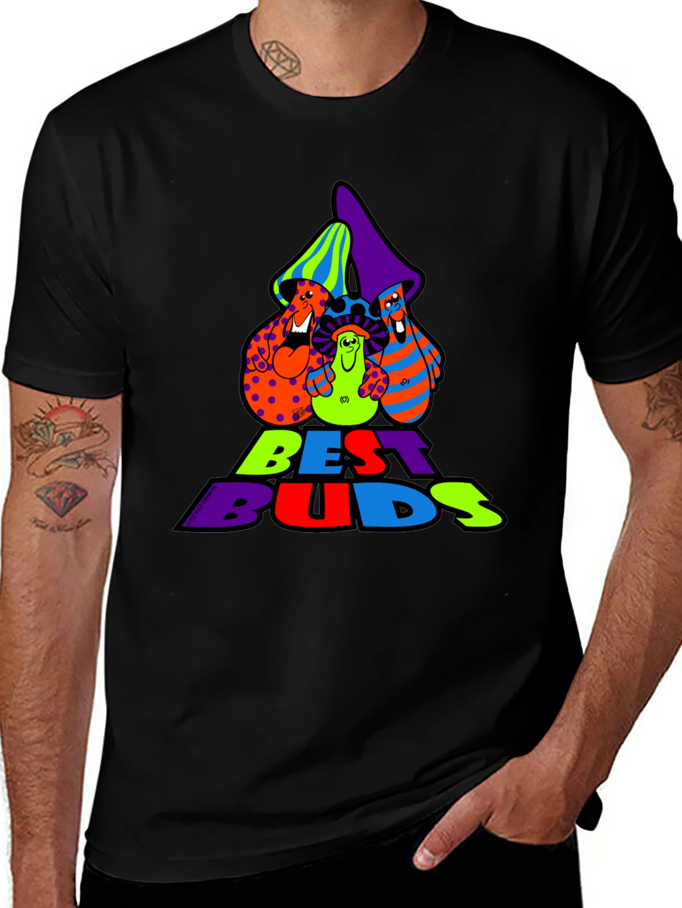 Variant 29 of Best Buds Mushroom T-Shirt - Funky Graphic Tee