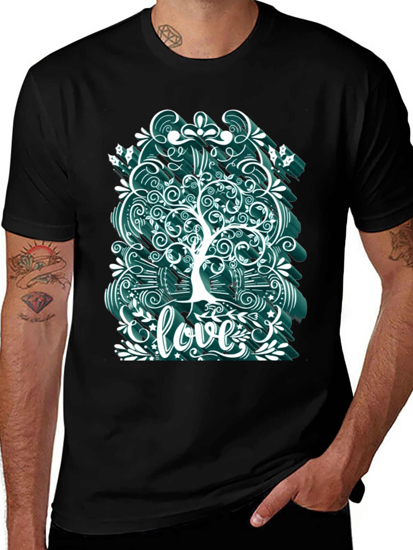 Variant 4 of Love Tree Graphic Tee - Unique Artistic Design
