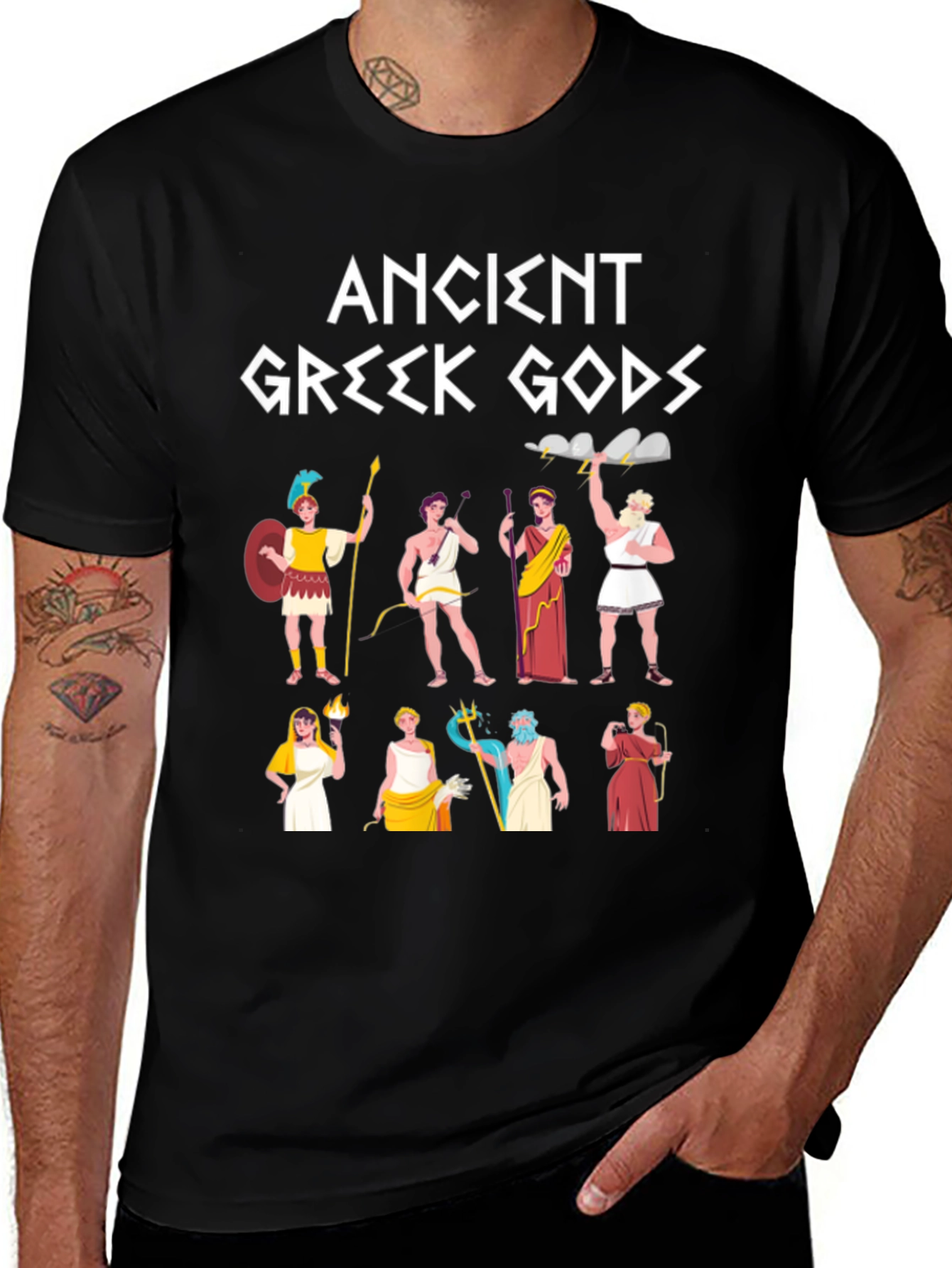 Black Ancient Greek Gods Graphic T-Shirt main image