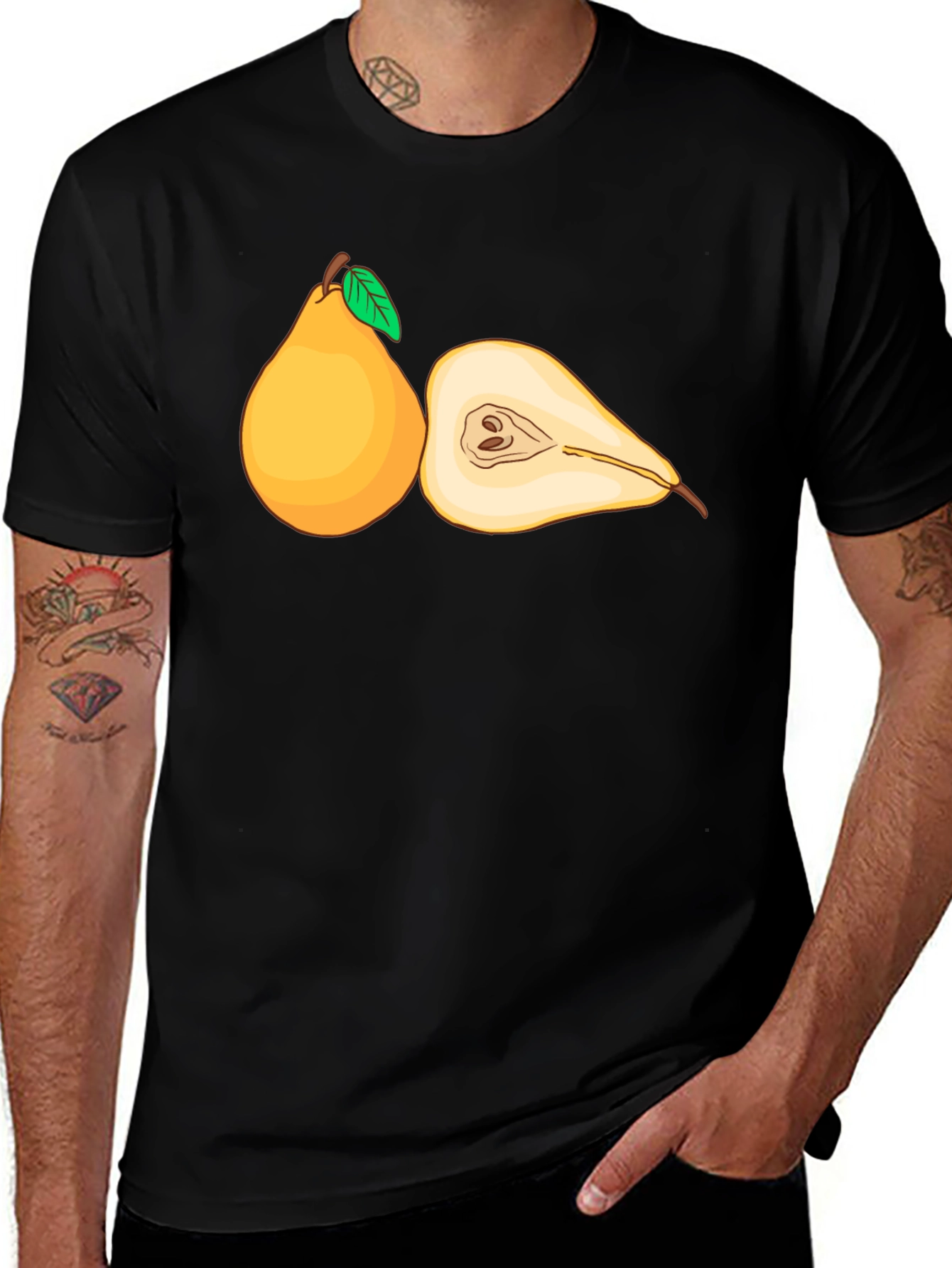 Variant 18 of Pear Graphic Black T-Shirt