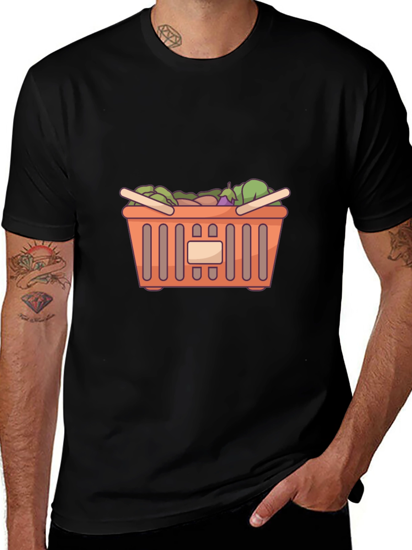 Funny Graphic Tee - Shopping Basket Design