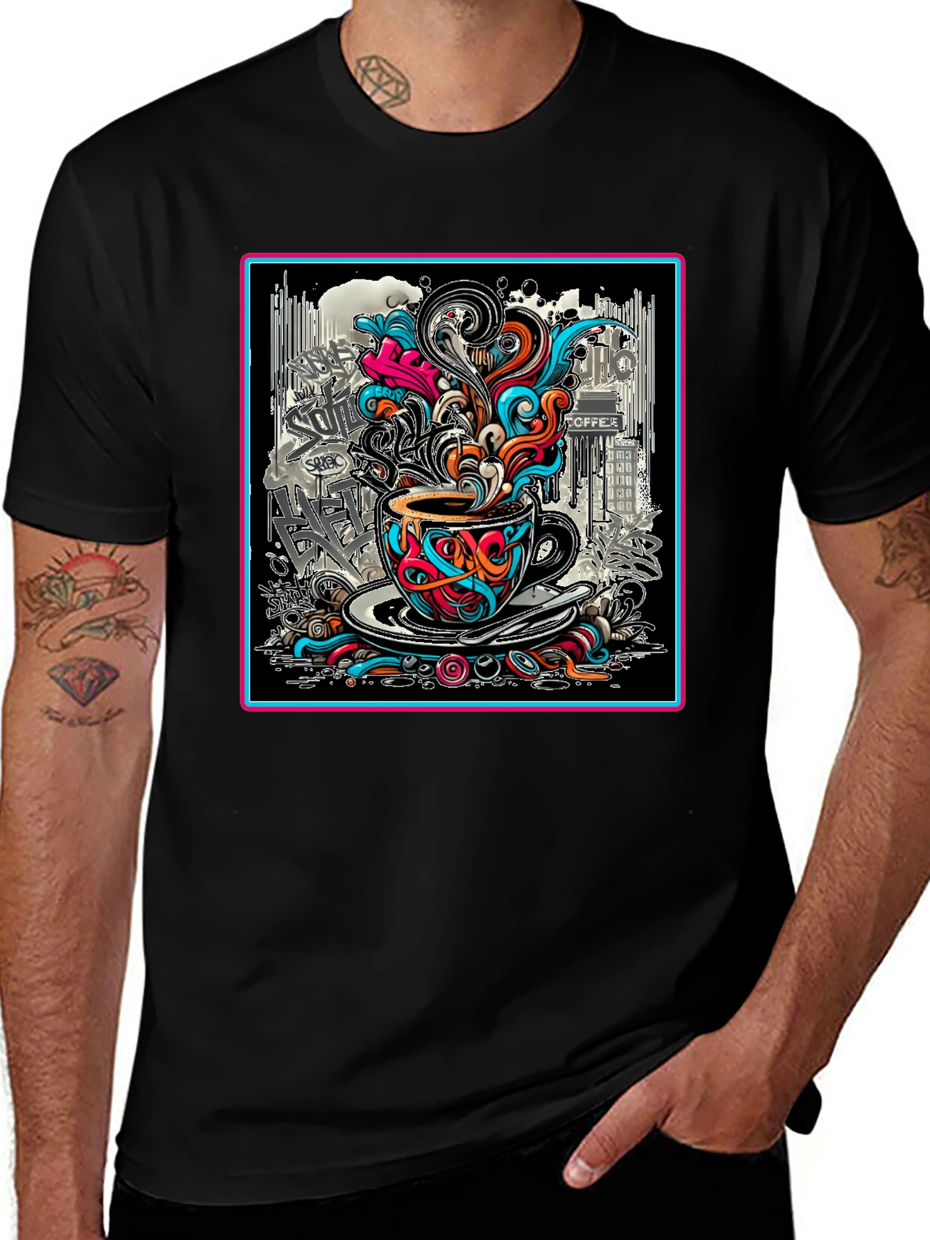 Variant 13 of Graffiti Coffee Cup Graphic Tee