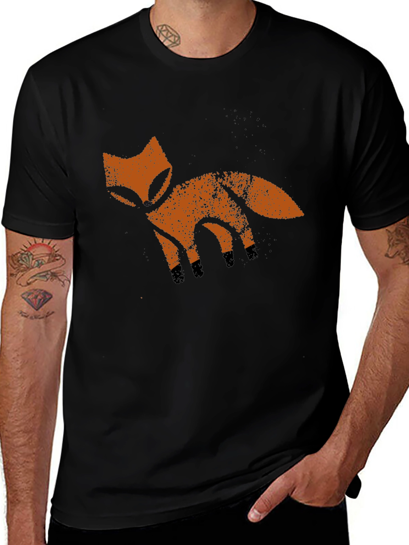 Variant 17 of Rustic Fox Graphic Tee - Soft Black Cotton T-Shirt