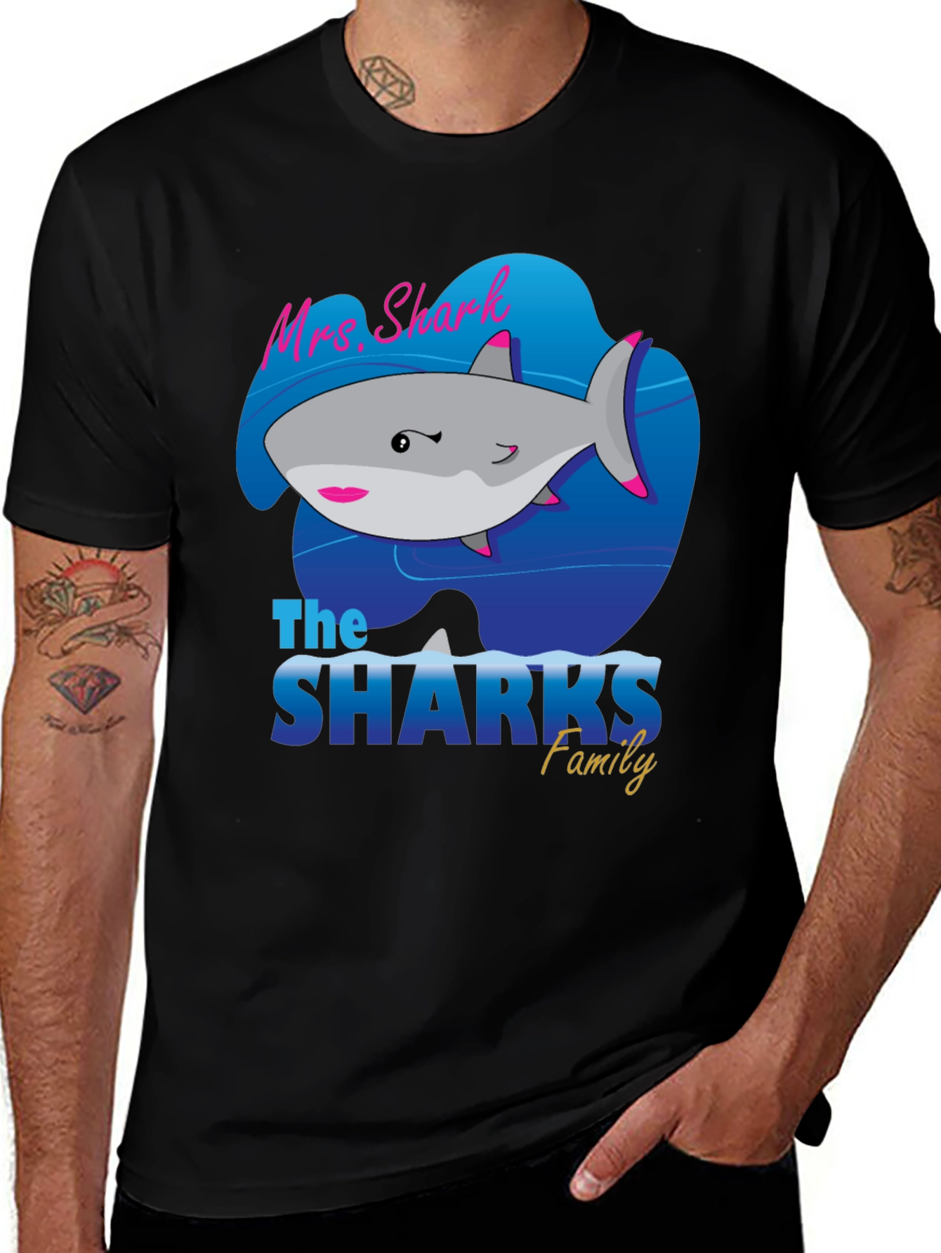 Variant 26 of Mrs. Shark Family Graphic T-Shirt