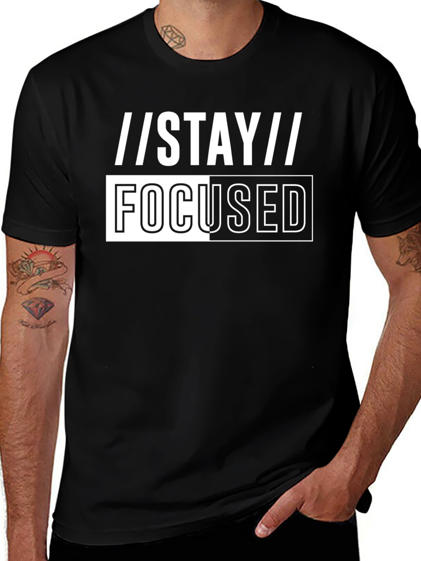 Variant 19 of Stay Focused Graphic T-Shirt - Motivational Tee