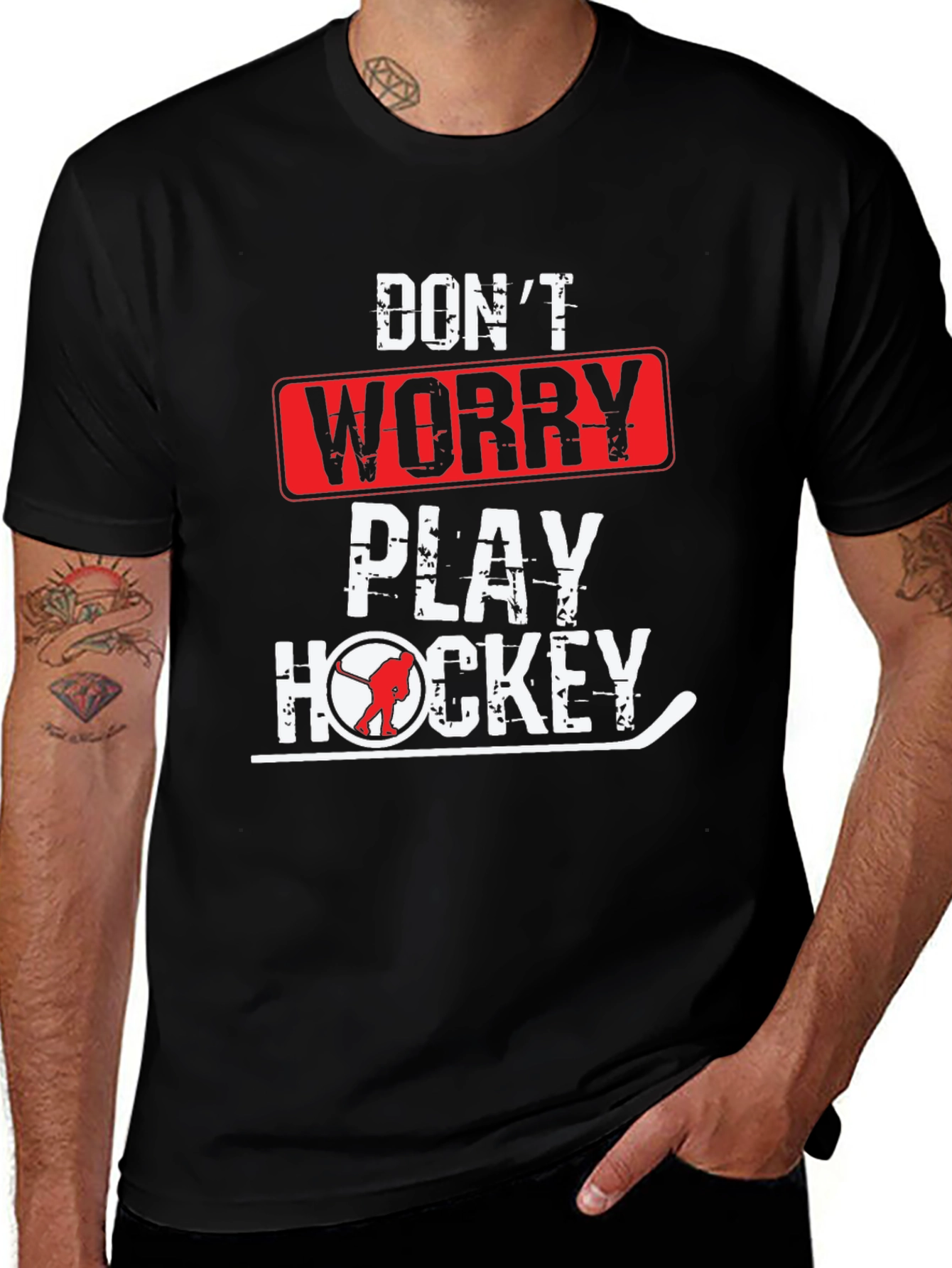 Variant 2 of Don't Worry Play Hockey Graphic Tee