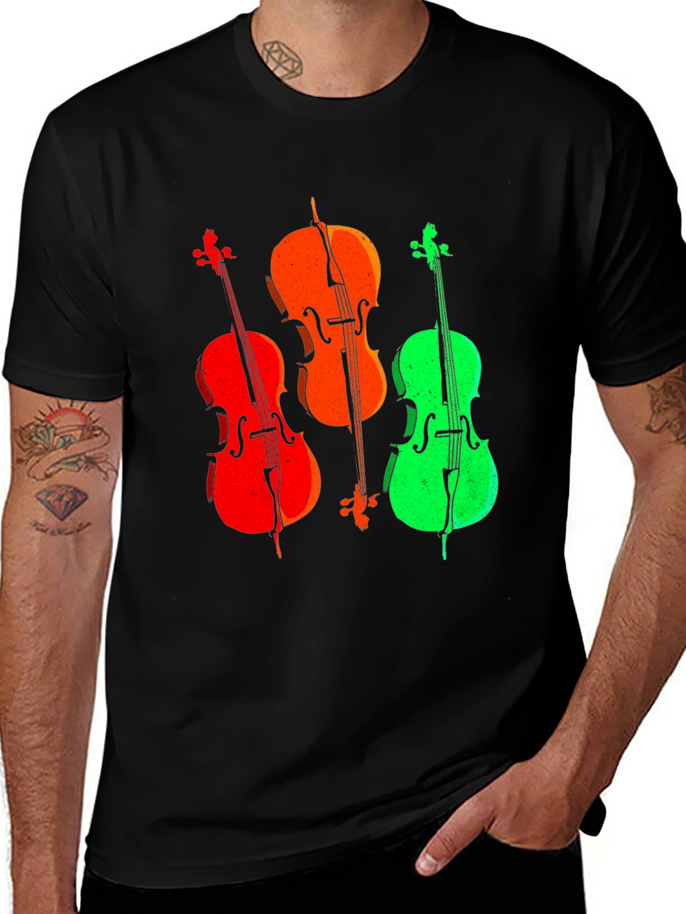 Variant 13 of Colorful Cellos Graphic Tee - Musician T-Shirt
