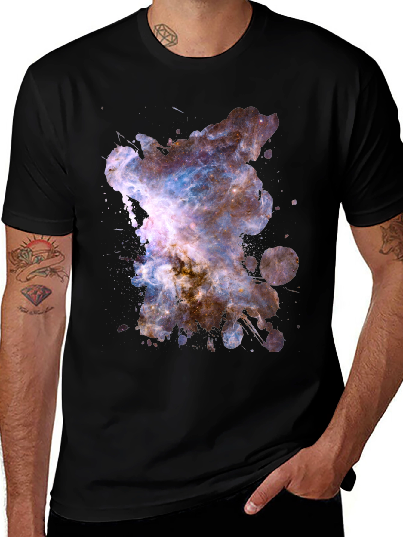 Variant 29 of Nebula Galaxy Graphic Print Black T-Shirt