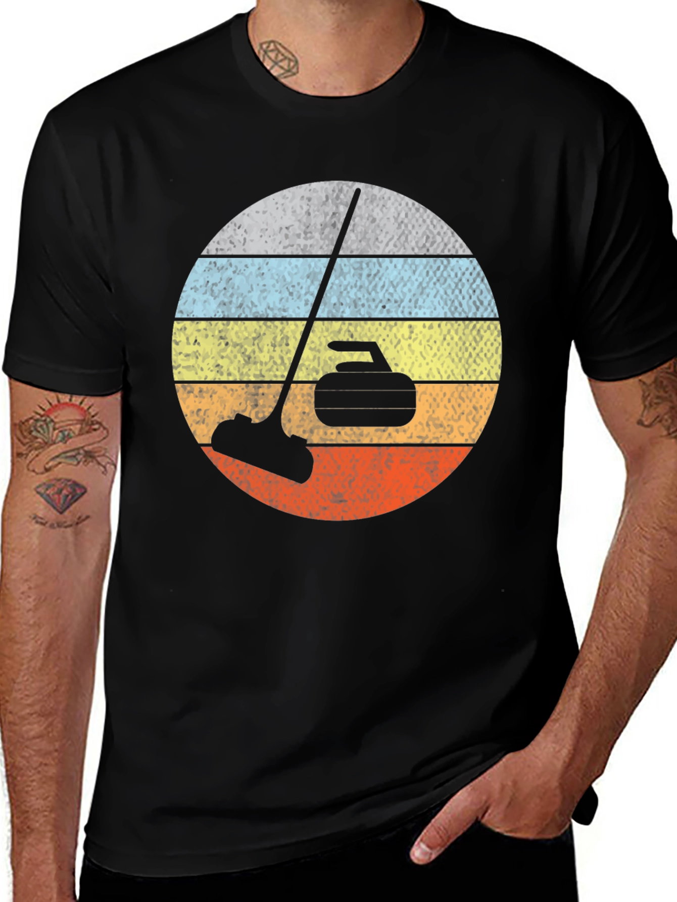Variant 20 of Retro Curling T-Shirt - Vintage Style Rock Throwing Tee