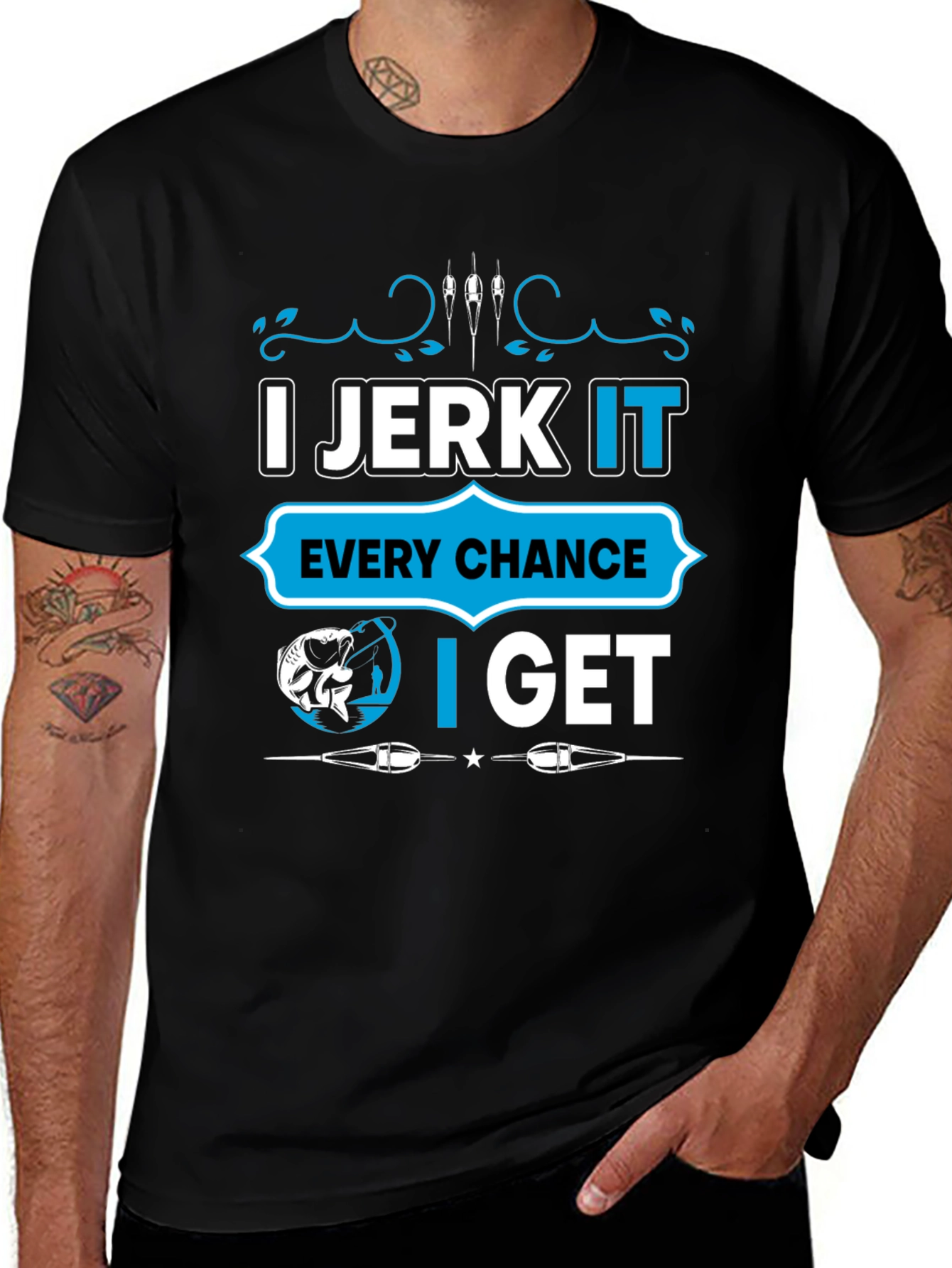 Variant 7 of I Jerk It Fishing T-Shirt - Funny Fisherman Tee