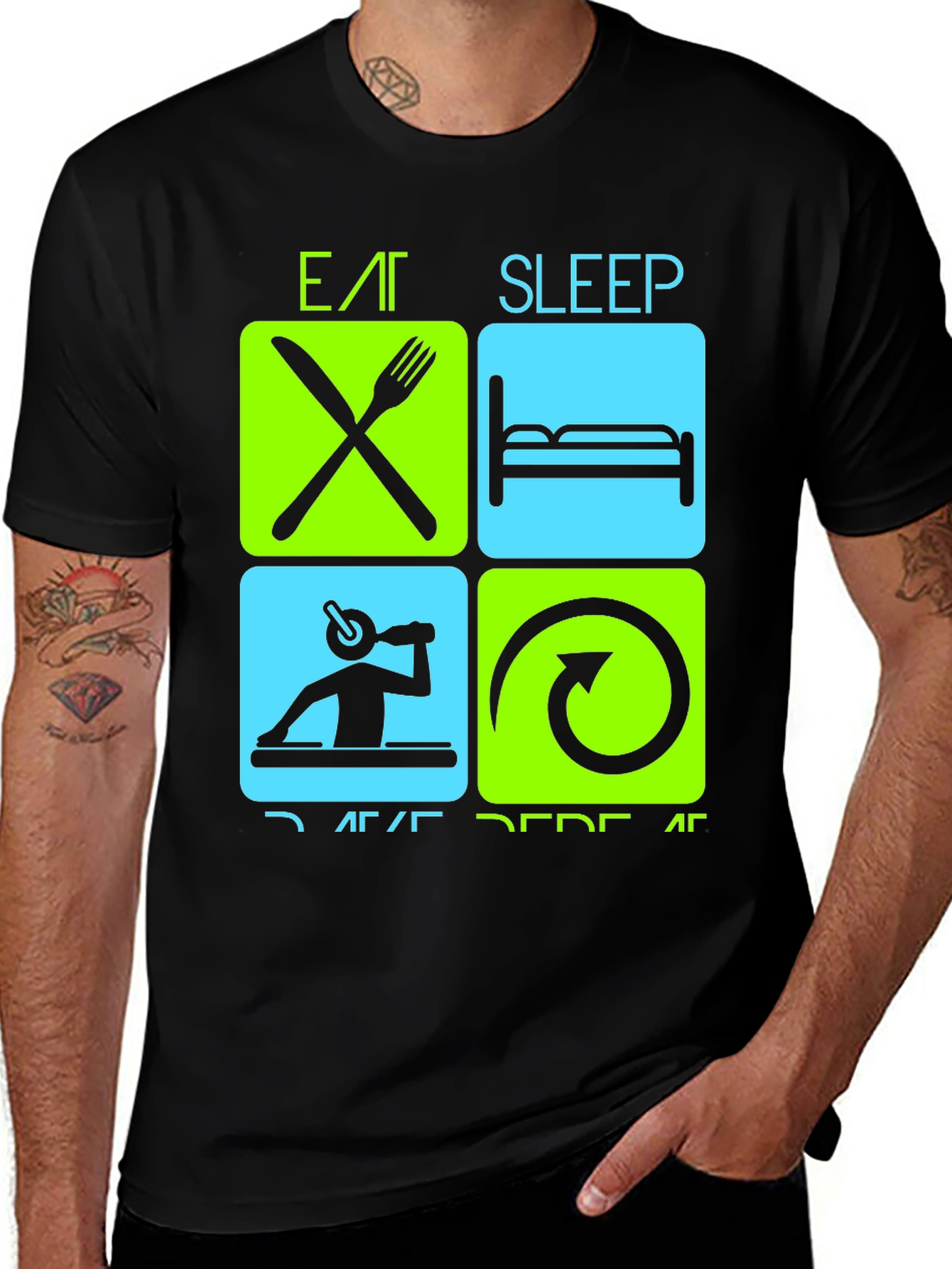 Variant 24 of Eat Sleep Rave Repeat Graphic T-Shirt