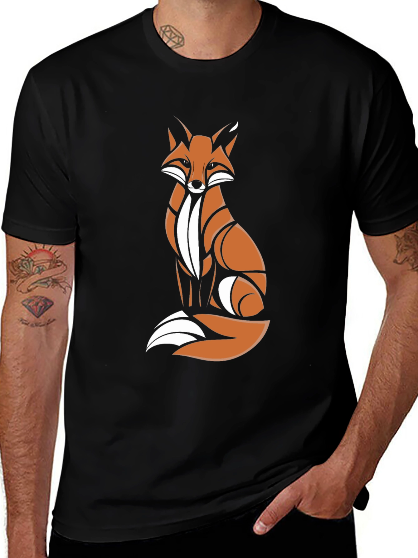 Variant 27 of Fox Graphic Print Black T-Shirt