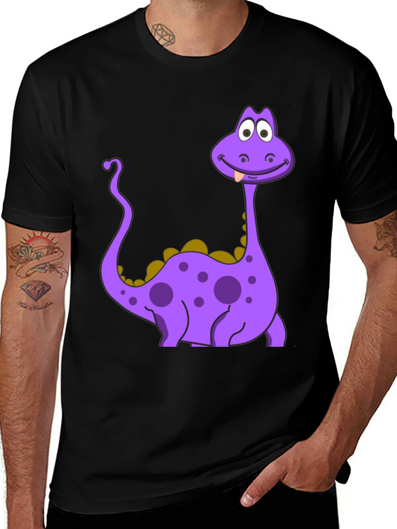 Variant 26 of Cartoon Dinosaur Black T-Shirt