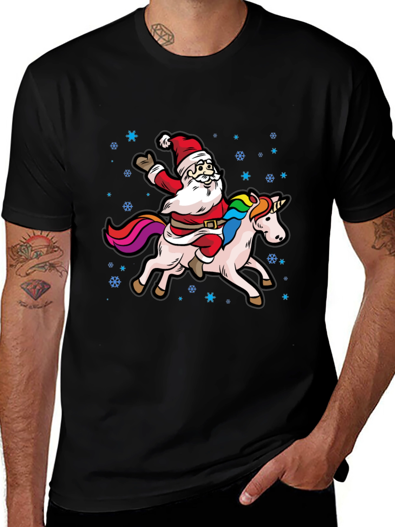 Variant 24 of Santa Riding Unicorn Graphic Tee
